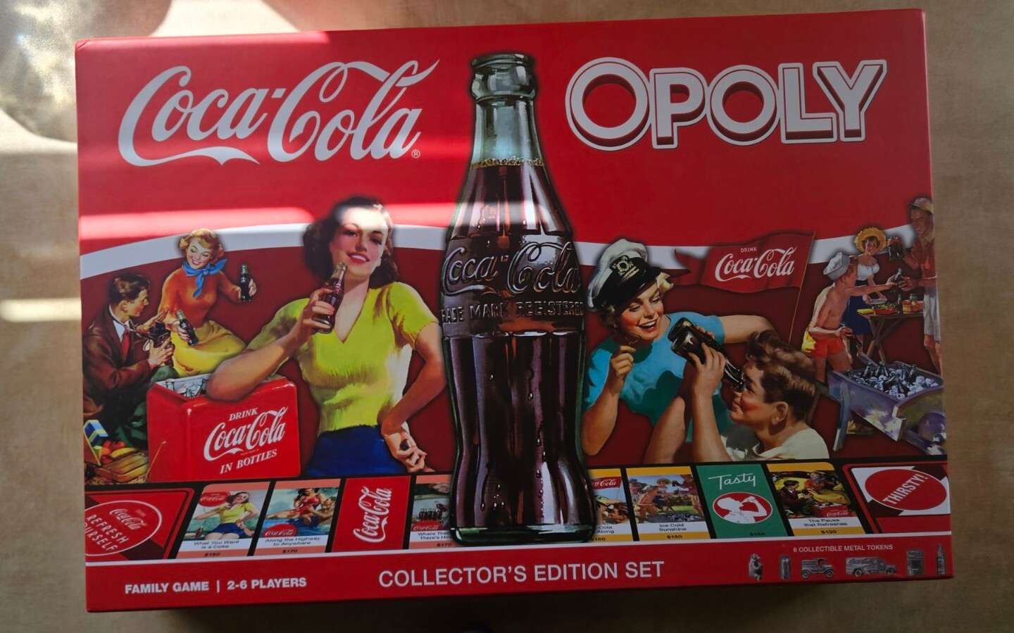 Coca-Cola Opoly Board Game Collector’s Edition 6 Token Masterpieces NEW Sealed