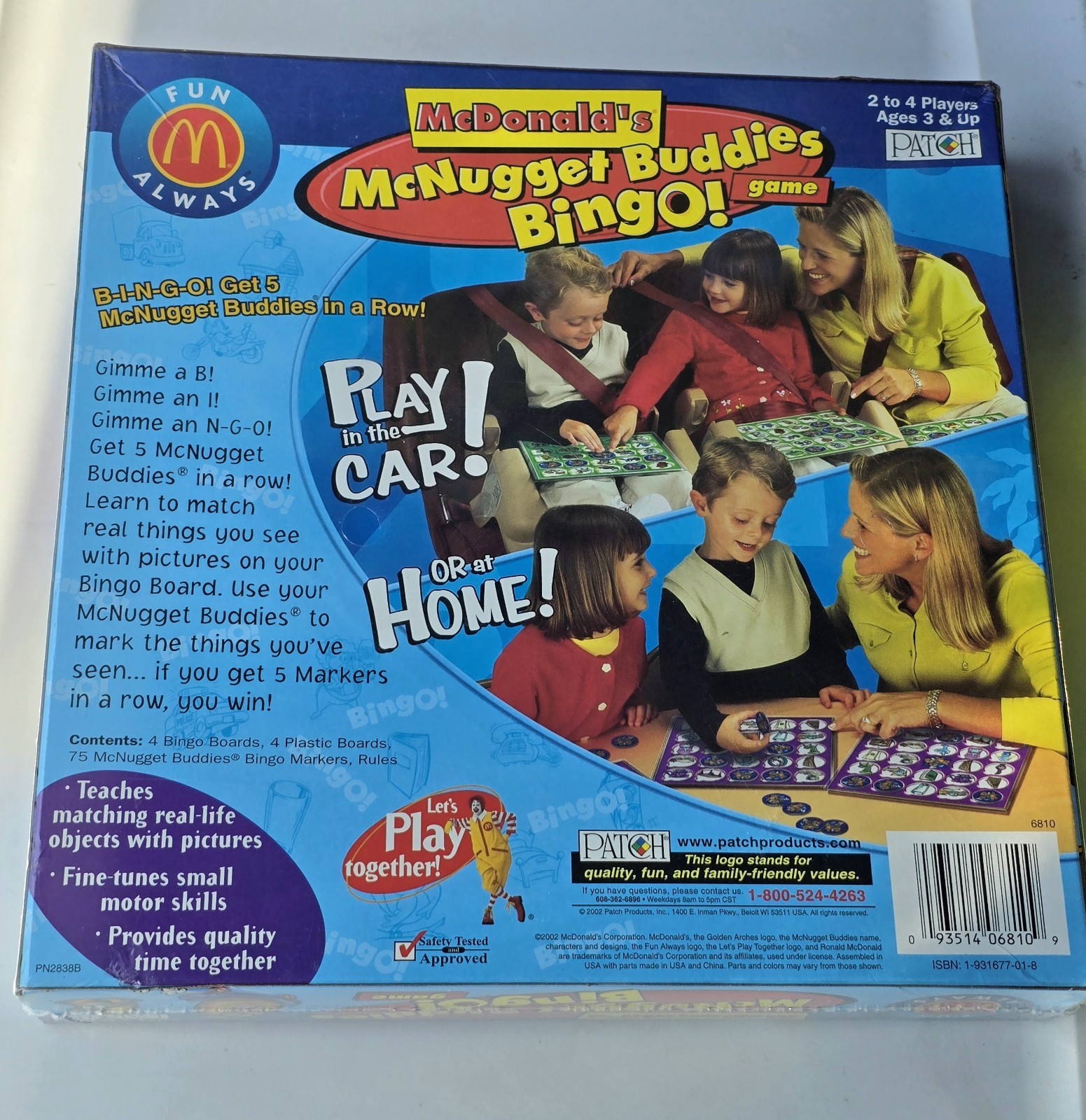 Vintage 2002 McDonald’s McNugget Buddies Bingo Board Game Patch Products SEALED