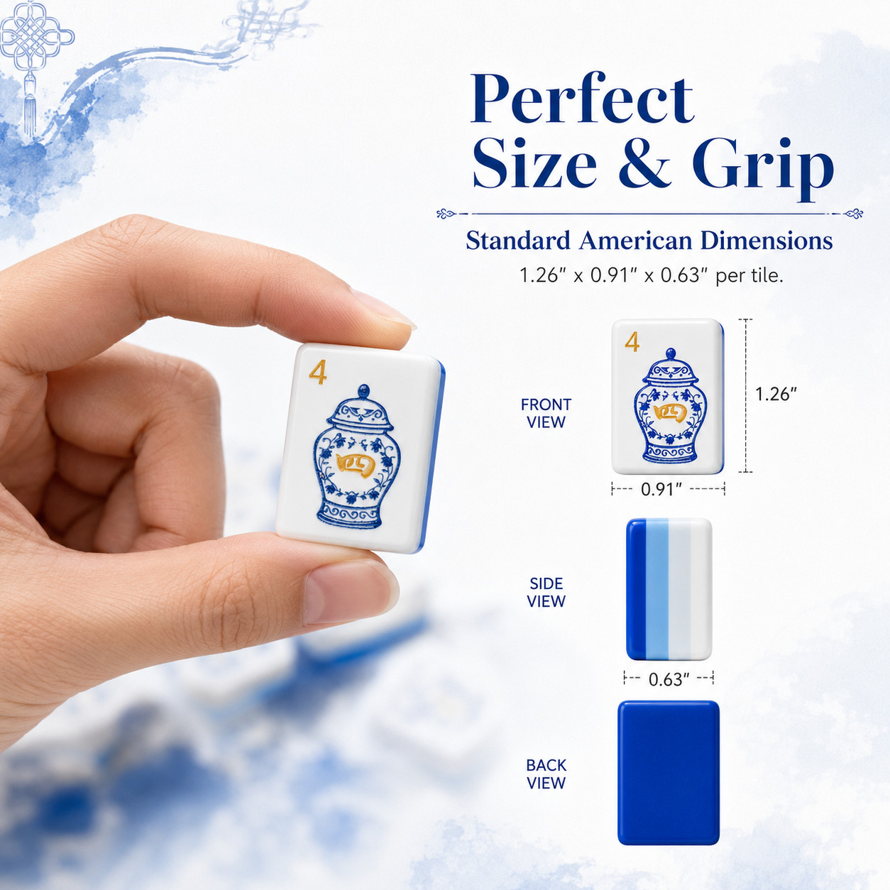 US Stock American Mahjong Tiles 160 Blue and White Porcelain Mahjong Set
