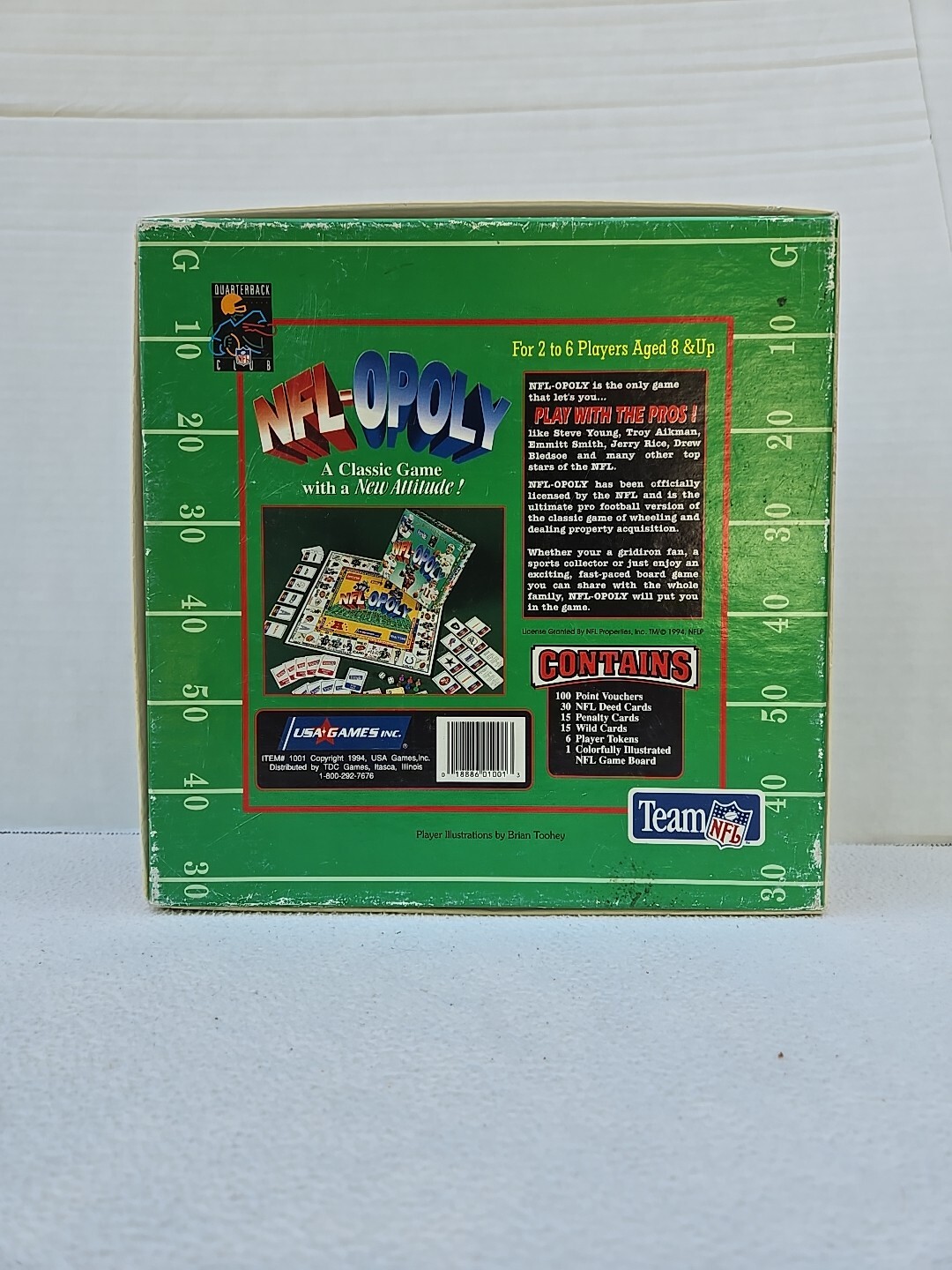 NFL-OPOLY Vintage NFL Football Board Game By TDC Games 1994 EUC