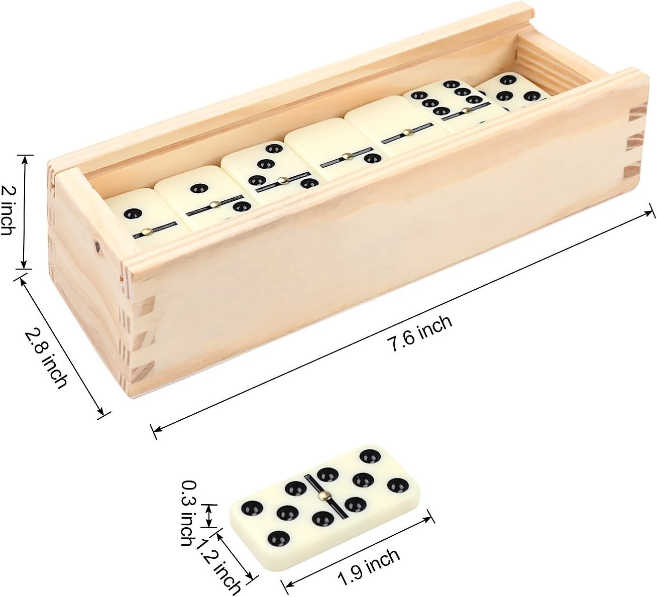 Dominoes Set for Adults, Dominos Set with 28 Ivory Tiles, Double Six Dominos Gam