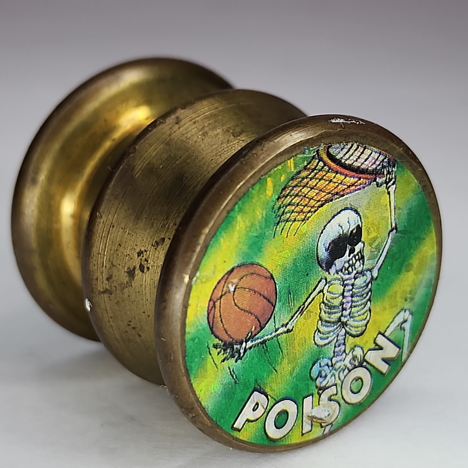 Vintage 90s Heavy Brass Metal POG Torpedo Slammer Poison Holo Design 5oz