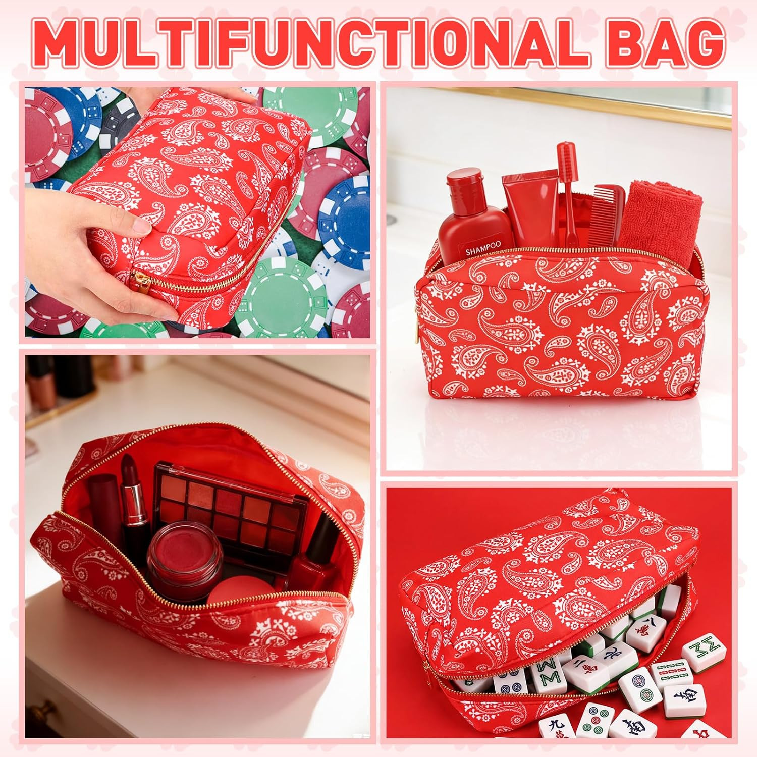 Empty Mahjong Tiles Bag Thickened American Mahjong Tiles Bag with Zipper Boar…