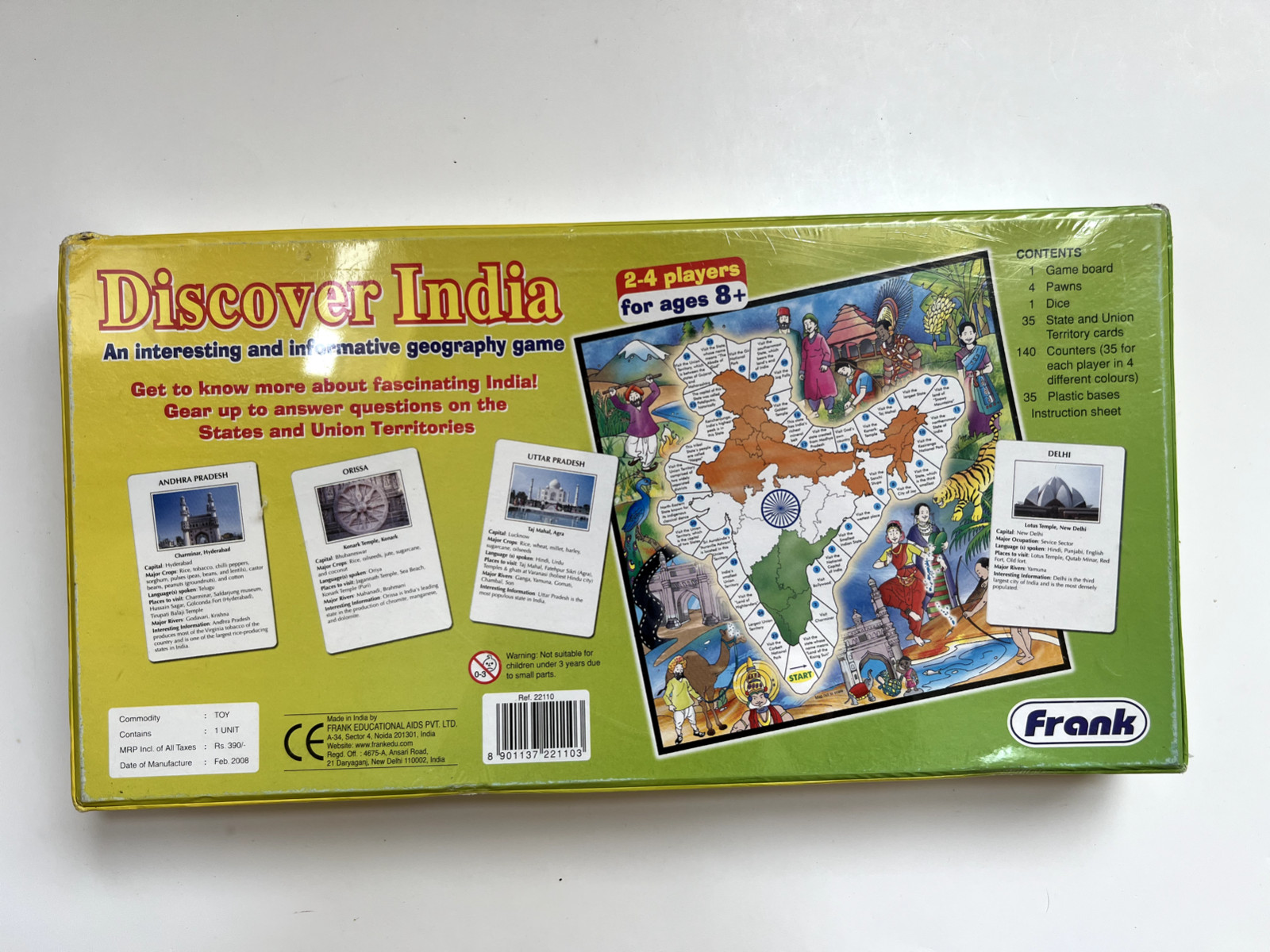 Discover India Board Geography Game, 2-4 Players Ages 8+, New Sealed Ships Fast,