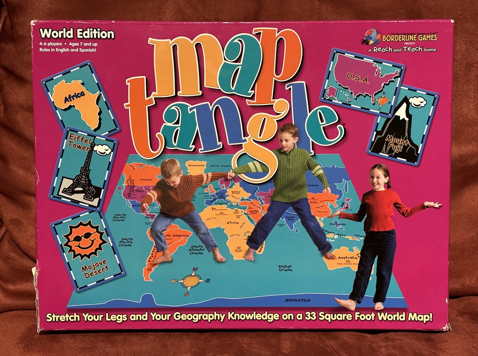 MAP TANGLE floor game World Edition kids learning geography 2003 huge vinyl mat