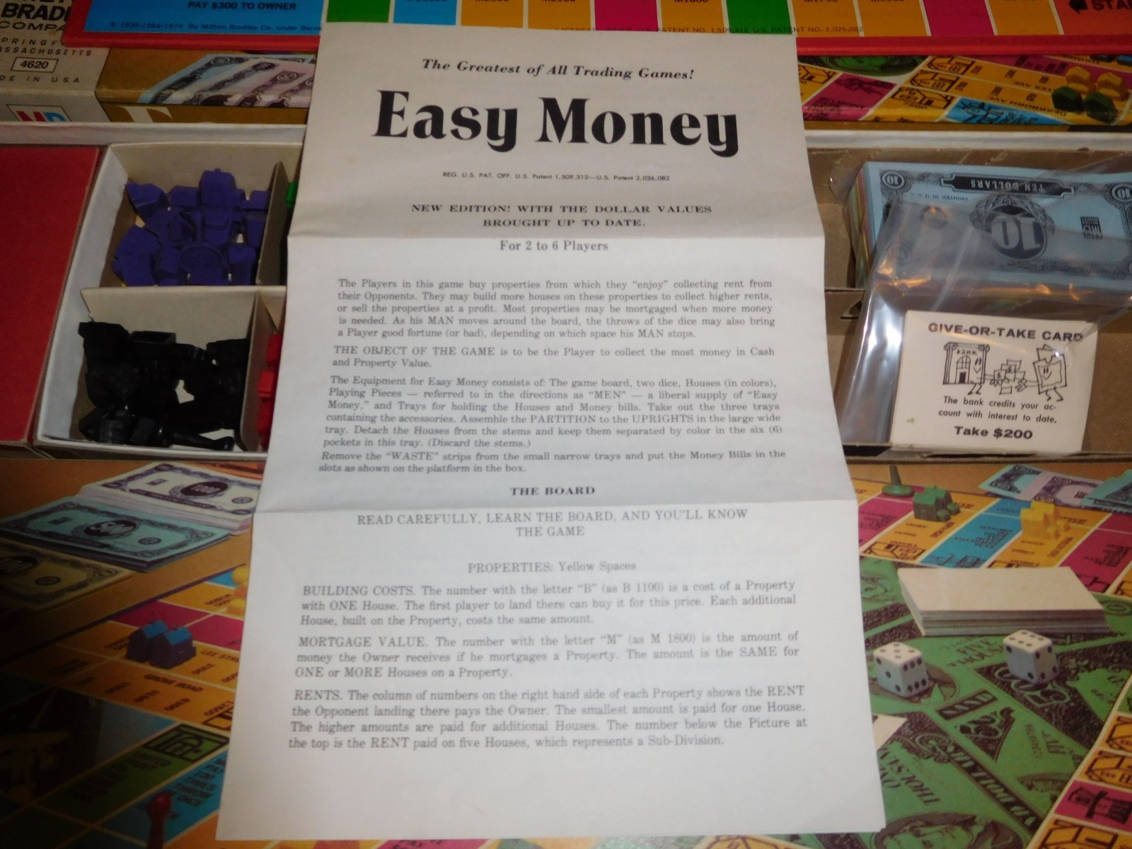 VTG 1974 Milton Bradley Easy Money Board Game #4620 100% Complete