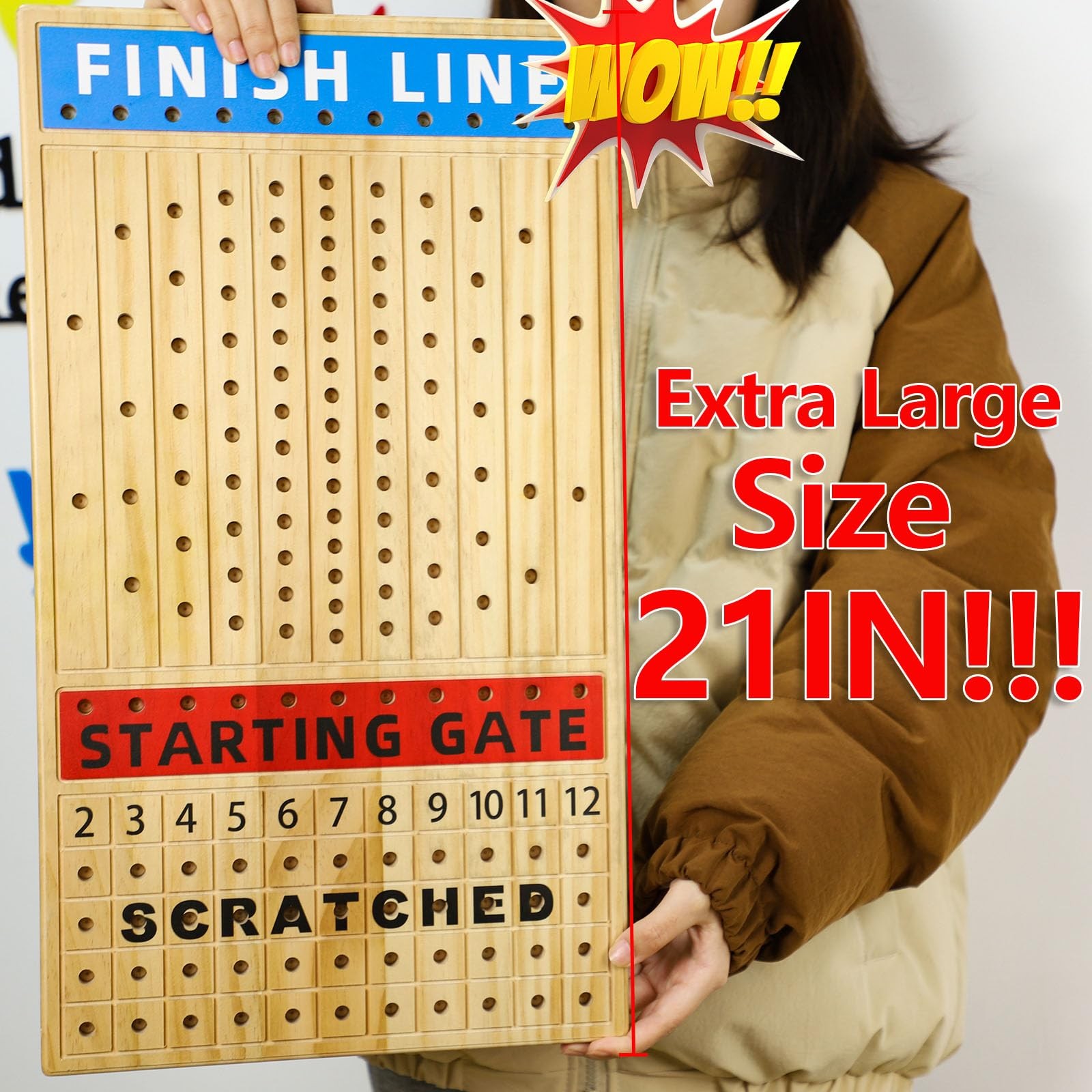 Large 21 inches Horse Racing Board Game with 11 Luxury Metal Horses Thickened Wo