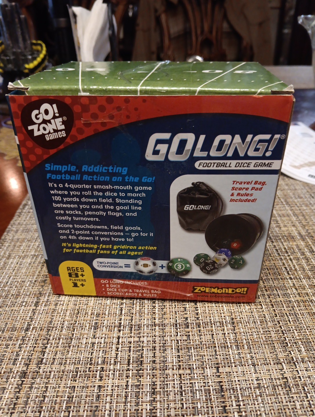 Zobmondo GO LONG Football Dice Game Complete -w/Instructions Ages 8+ LN