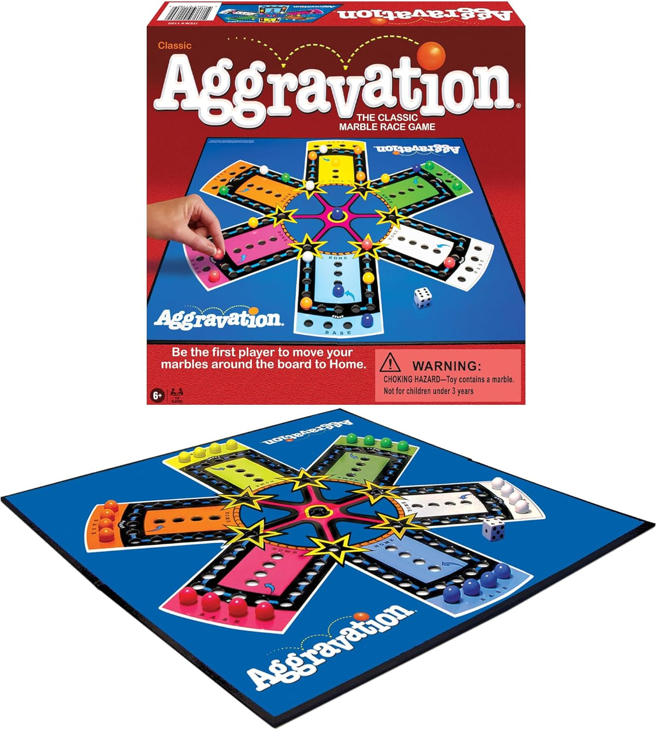 Aggravation, Classic Marble Race Game, by Games USA | for 2 to 6 Players, Ages