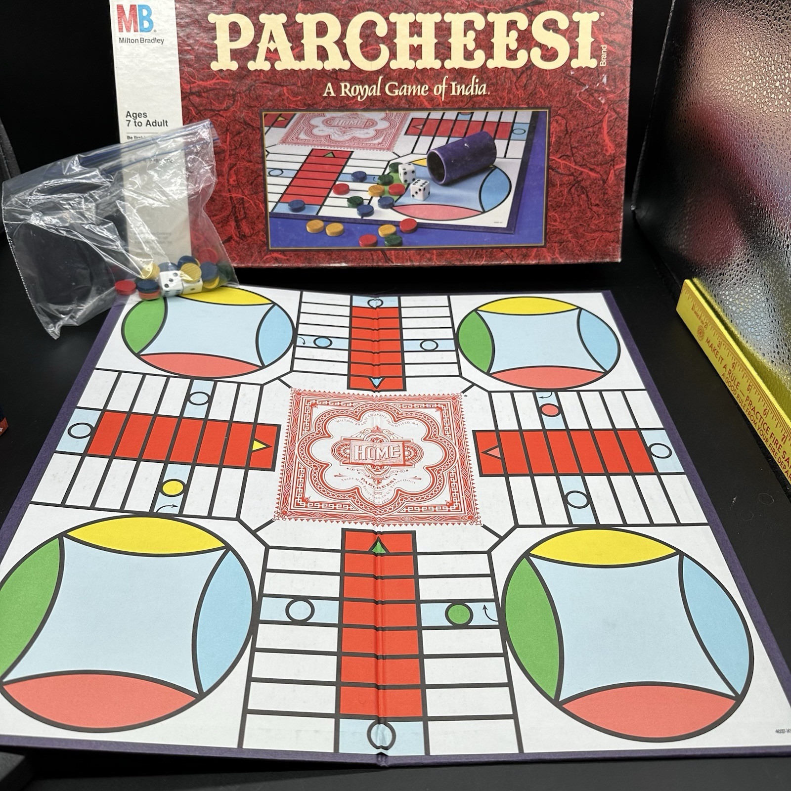 Milton Bradley Parcheesi Board Game A Royal Game of India, 1989 Missing Dice Cup