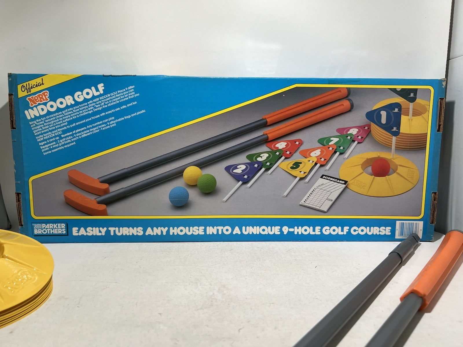 Vintage 1987 NERF Indoor Golf Complete Set with Box – 9-Hole Golf Kids Game