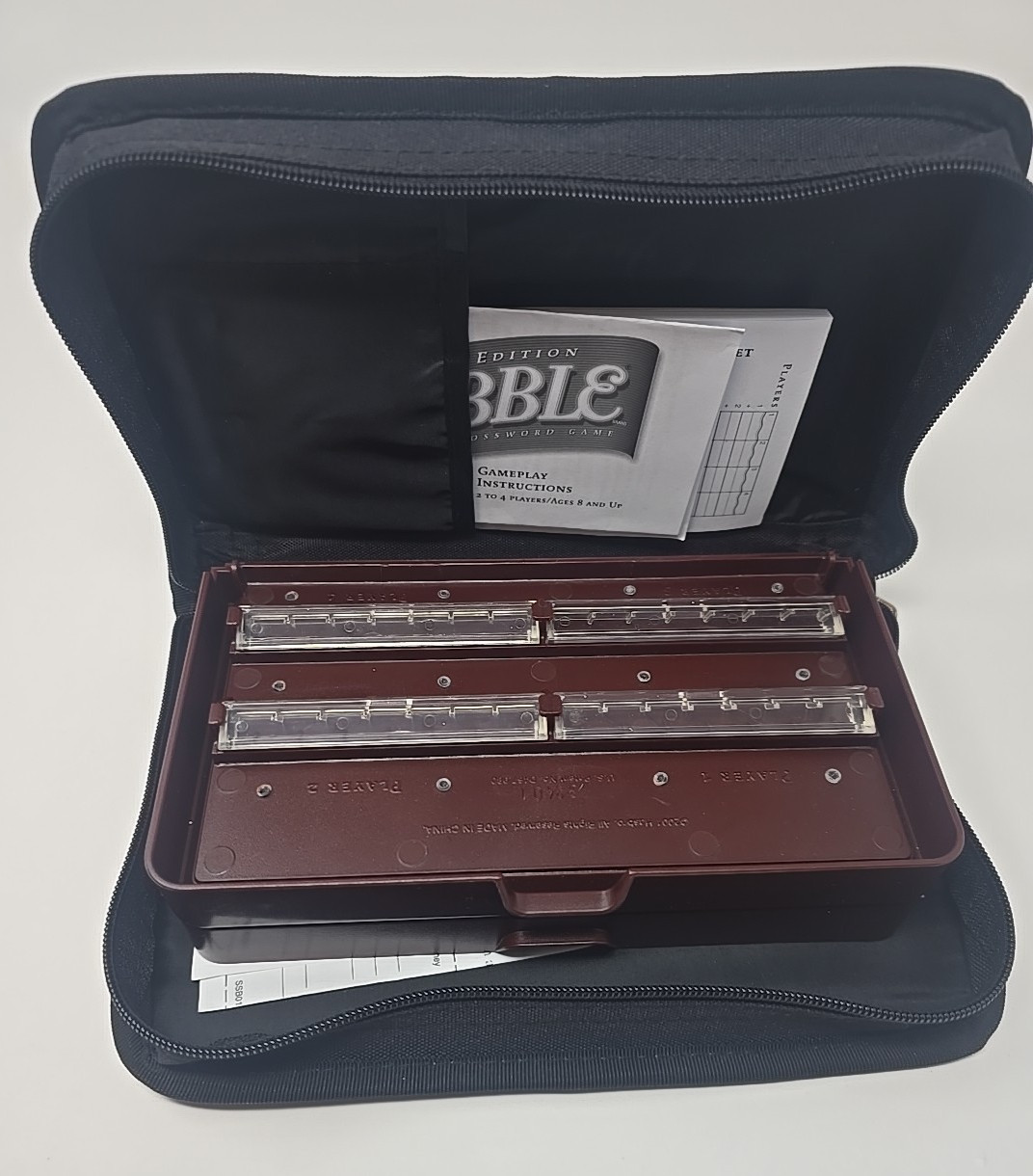 Travel Scrabble Crossword Game – Portable Travel Case Zip Close Hasbro COMPLETE