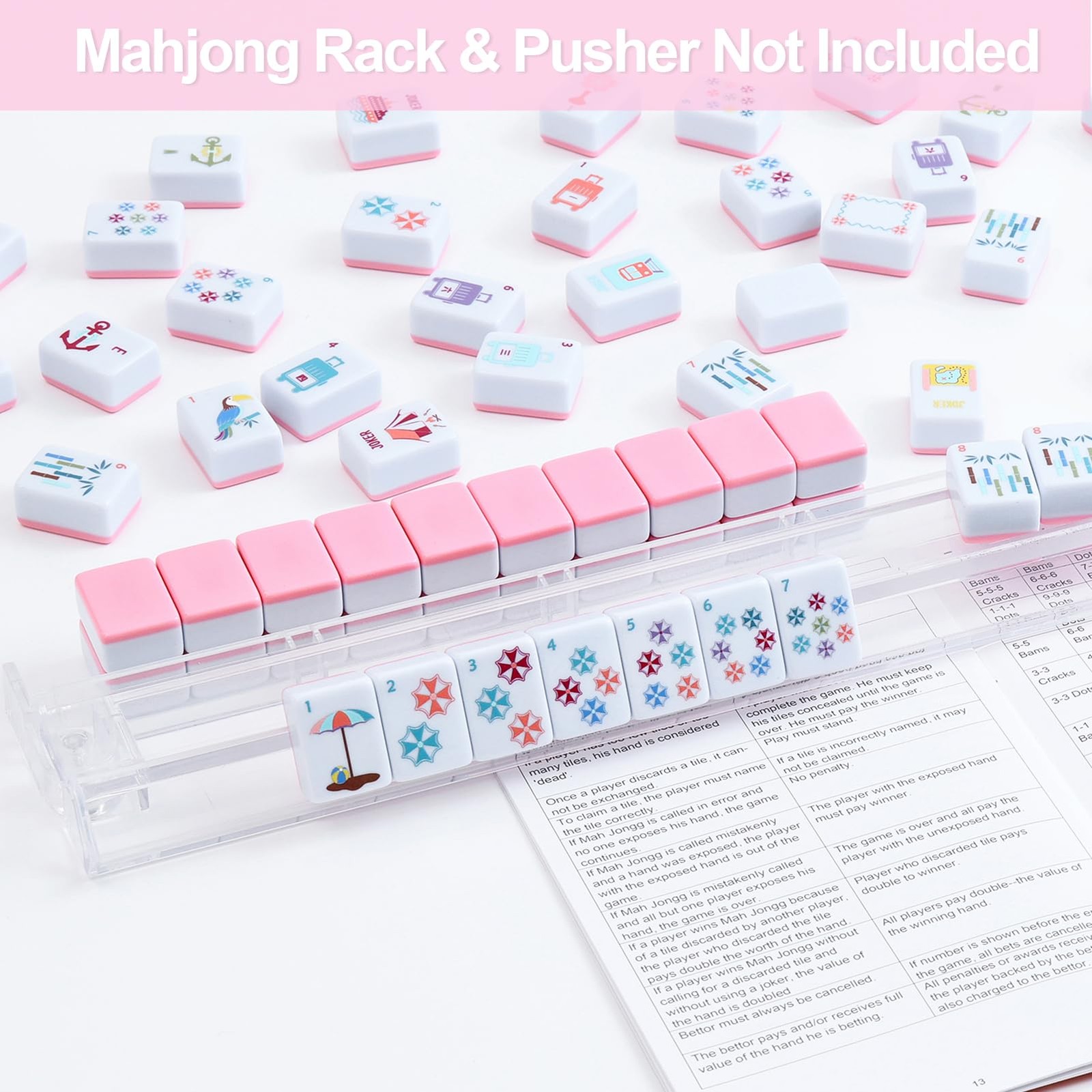 My Mahjong Trove 160 Pink Printed American Mahjong Game Set Carrying Bag And