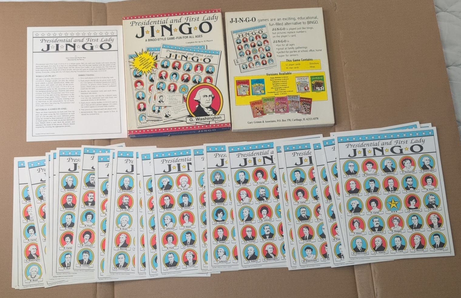Lot of 6 JINGO Bingo Educational Presidential, American, Middle East *INCOMPLETE