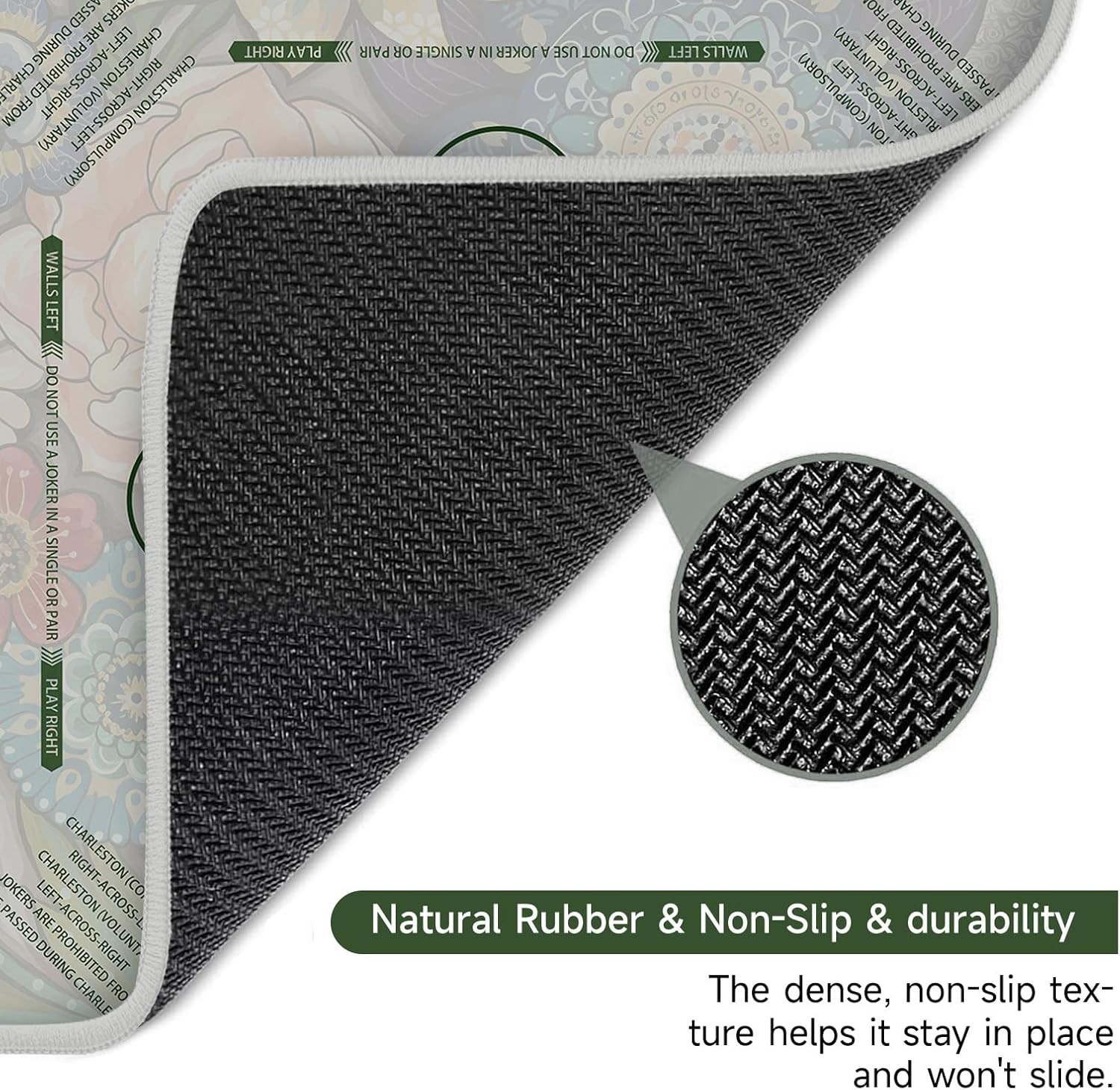 Neoprene Mahjong Mat for Table 31.5″x31.5″ – Non-Slip, Noise Reduction Cover wit
