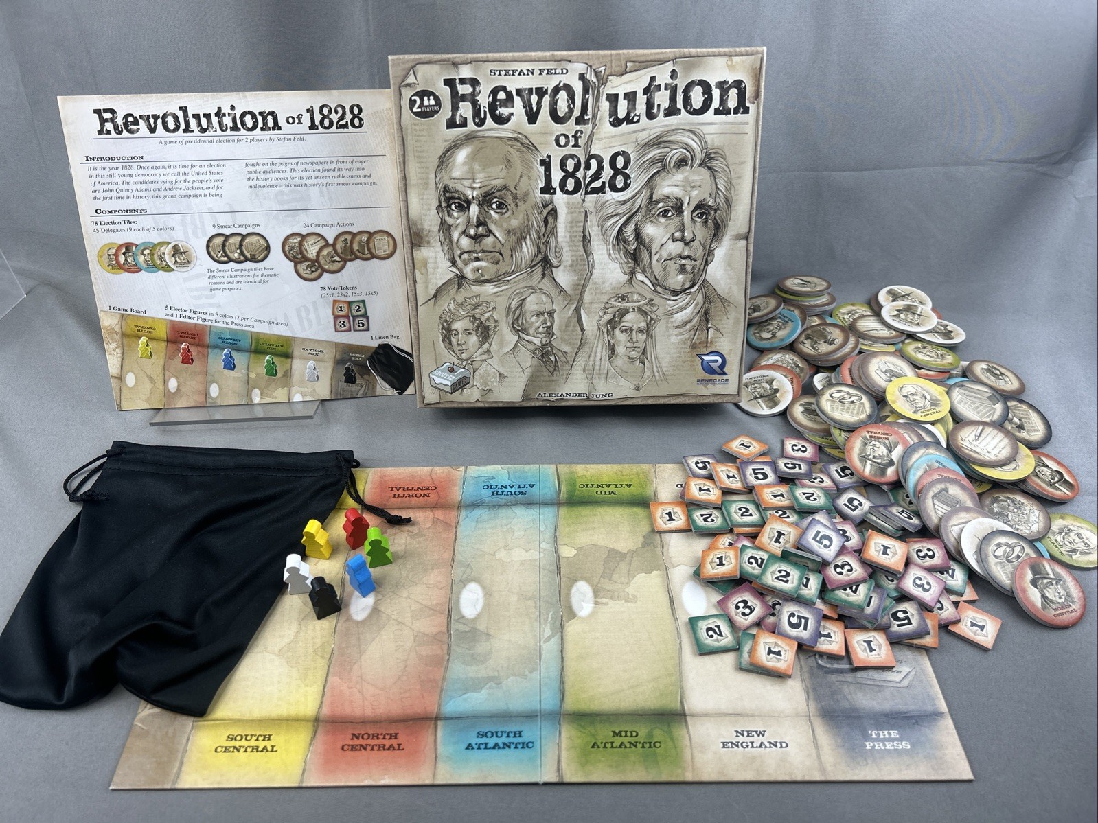 REVOLUTION OF 1828 Board Game – Stefan Feld Renegade Game Studio 2019 – COMPLETE
