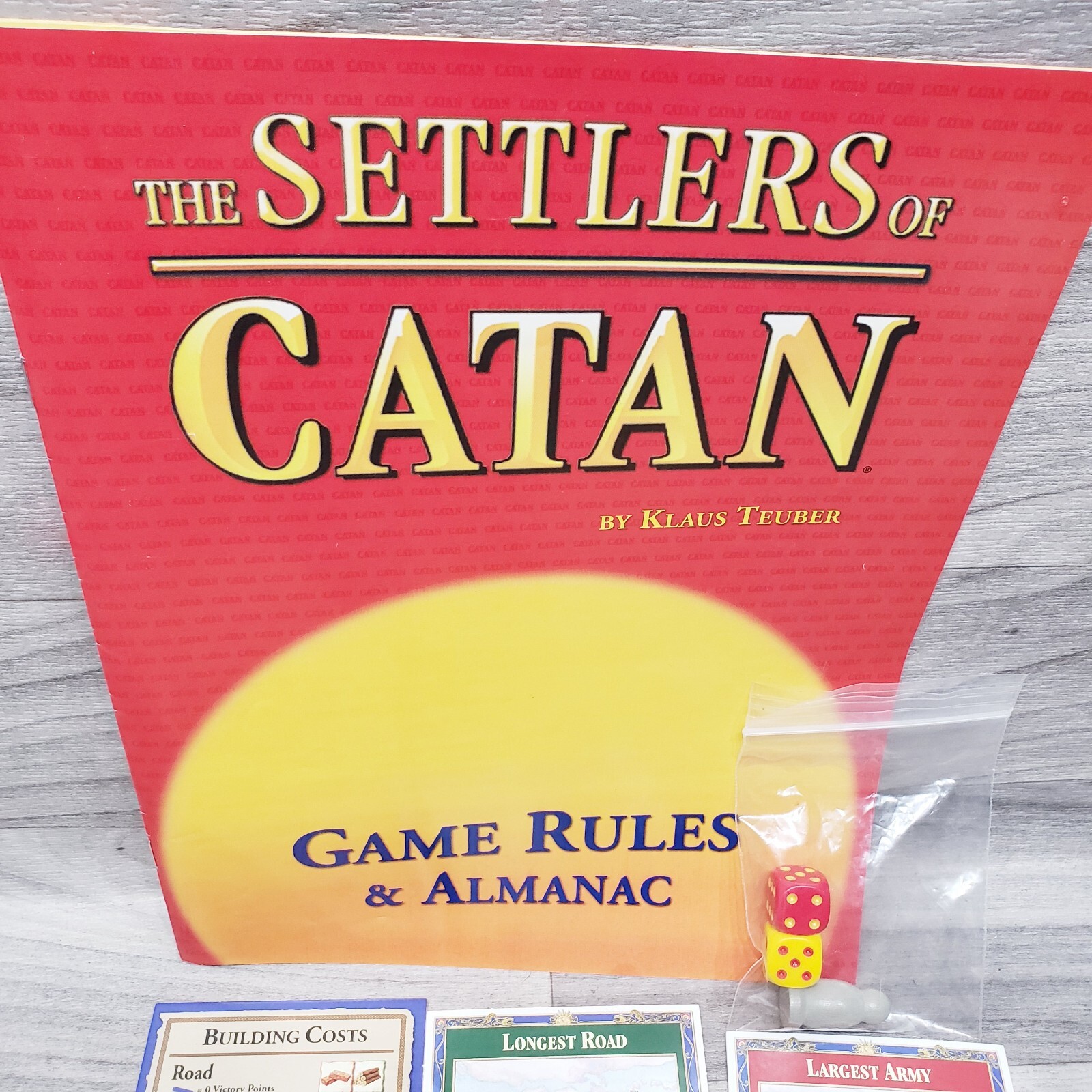 Settlers of Catan Building Costs Player Cards Parts Pieces Dice Robber Manual
