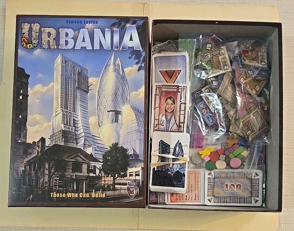 URBANIA 2012 Board Game by Simone Luciani Mayfair Games Pre-owned Excellent