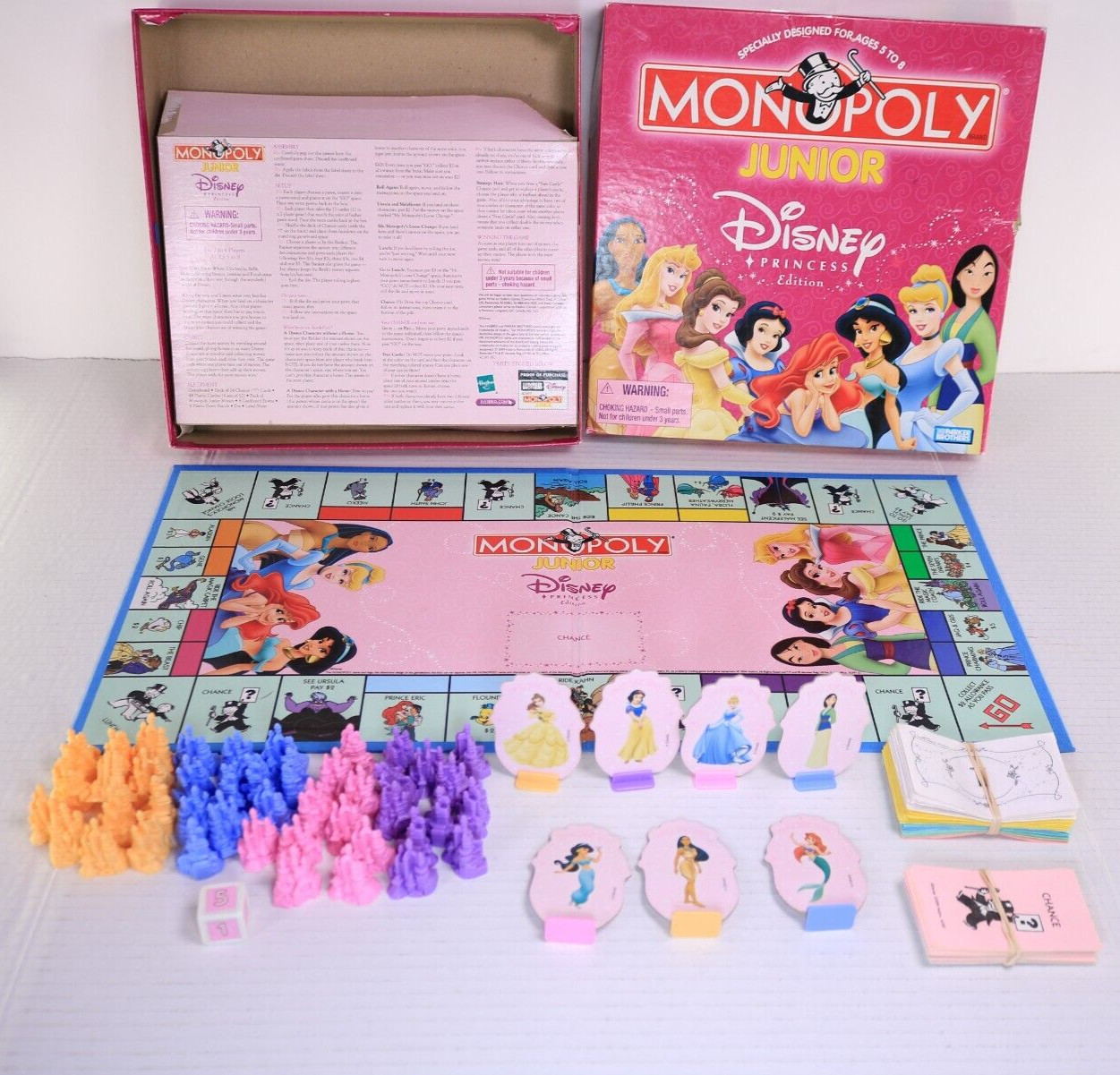 Vintage Monopoly Junior Disney Princess Edition 2004 95% Complete See Pics Good!