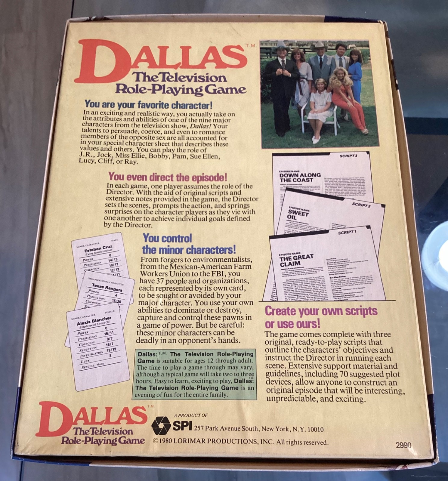 Dallas The Television Role Playing Board Game SPI 2990 Complete + Unpunched Rare