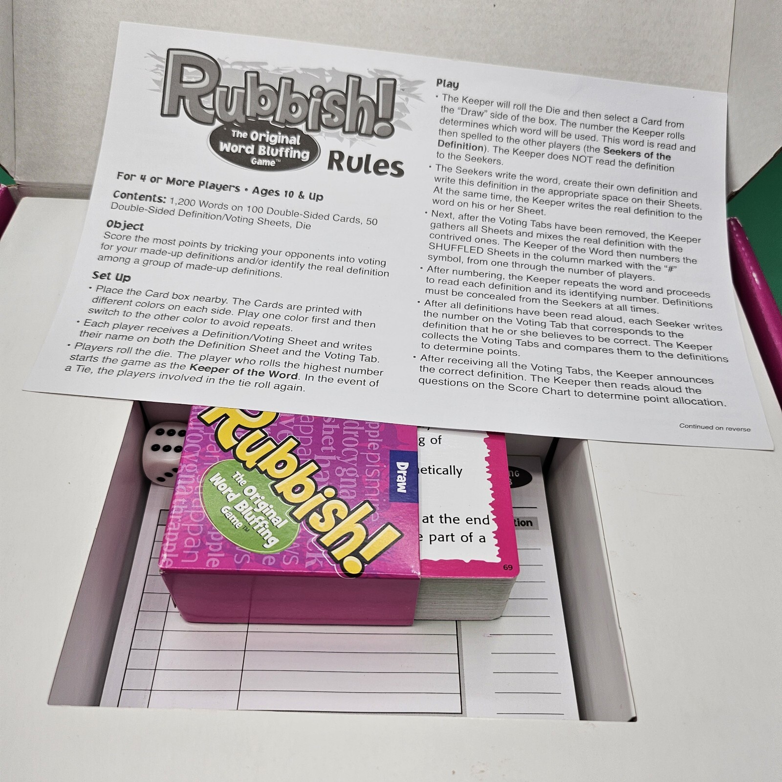 Rubbish Word Bluffing Game 2011 COMPLETE Patch Products VG+ Fun Family Party