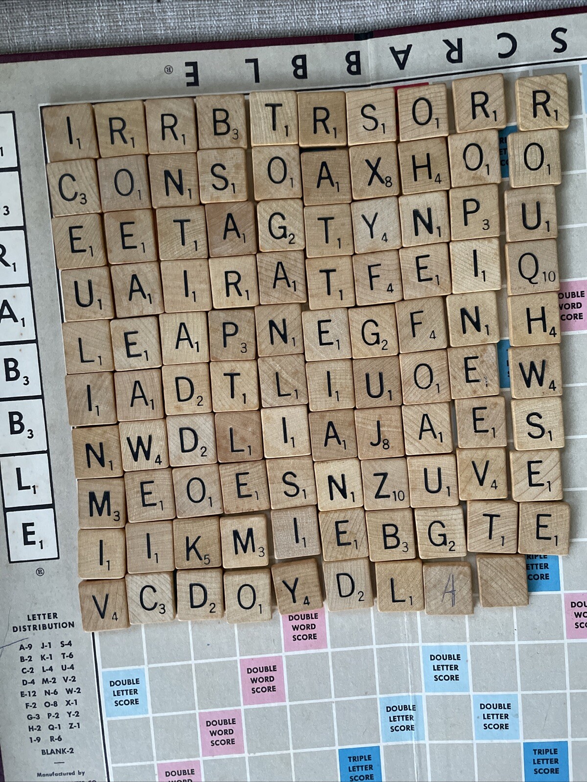 Vntg 1948-1953 SCRABBLE Board Game Selchow & Righter Complete Wood Tiles See Pic