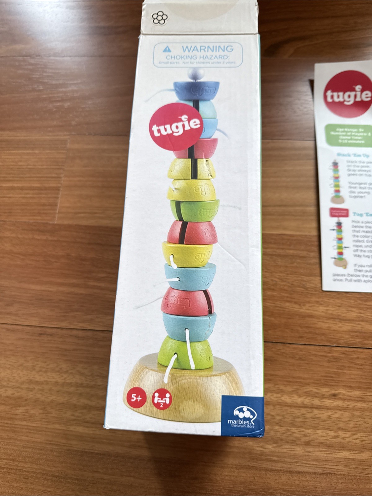 Tugged Don’t Topple The Tower Wooden Game by Marbles Brain Workshop EUC