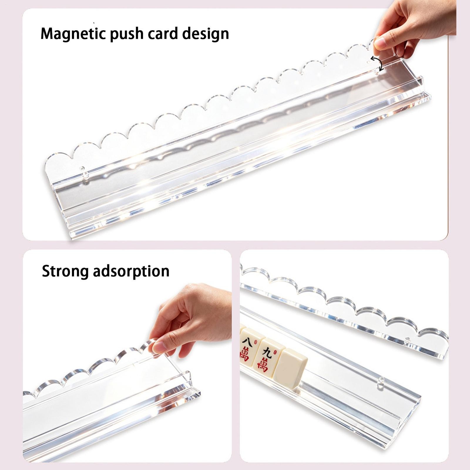 Mahjong Racks with Pushers Acrylic Mahjong Racks with Magnetically Att