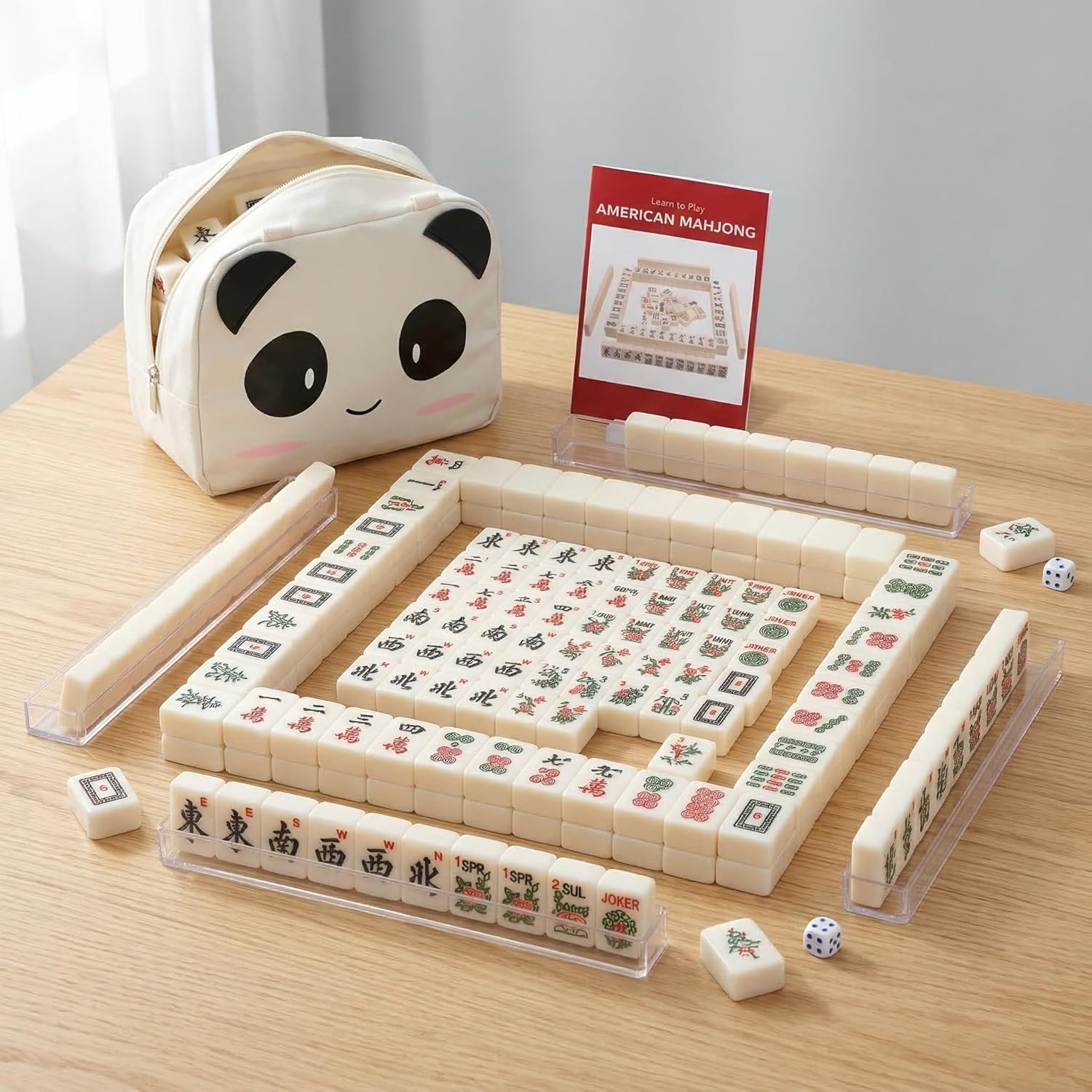 Travel Mini American Mahjong Set – 166 White Tiles Includes Jokers 0.8″ White Me
