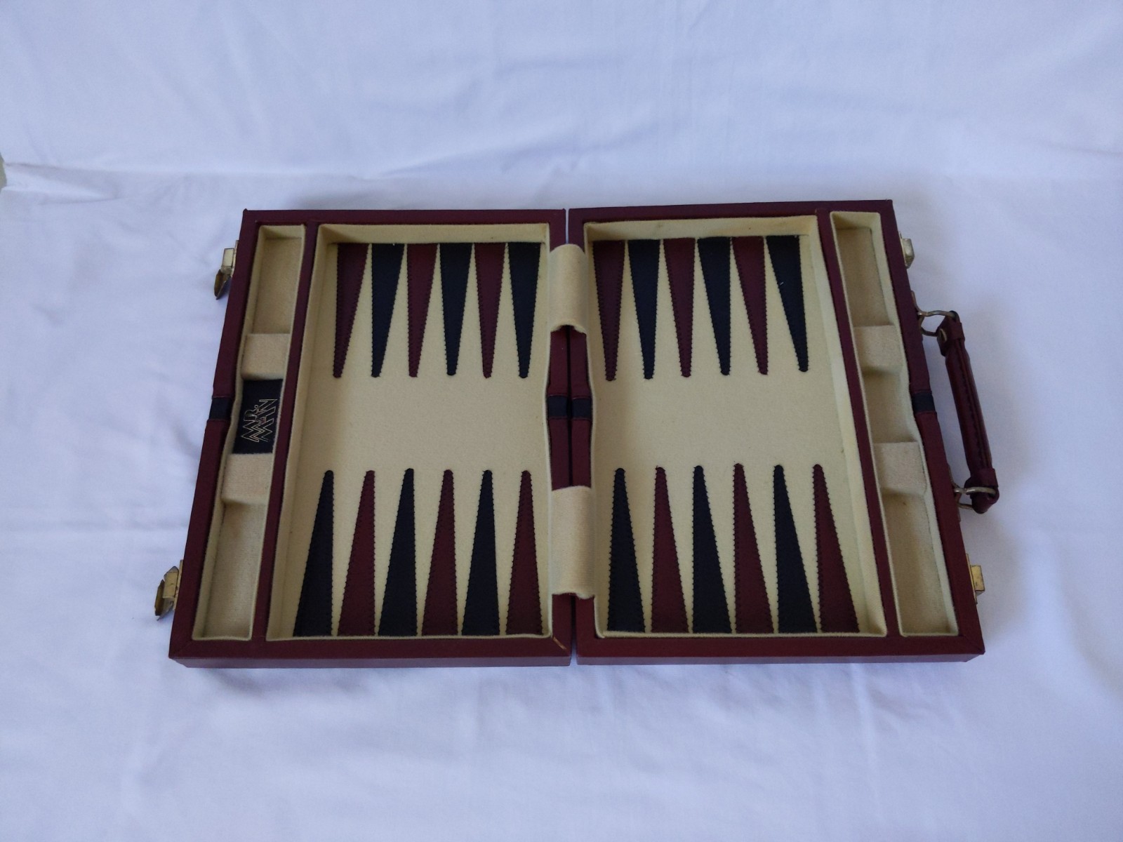 Vintage MR MAN Backgammon Board Game Leather Travel Case Box Brown Briefcase