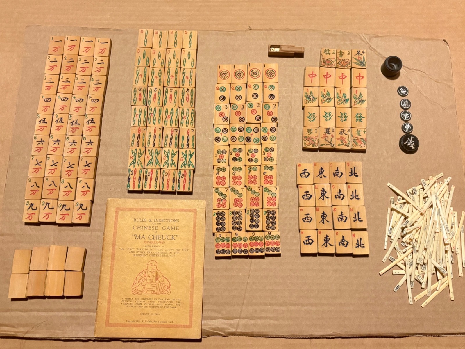 Chinese Ma Cheuck Board Game 1923 Used Possibly Not Complete