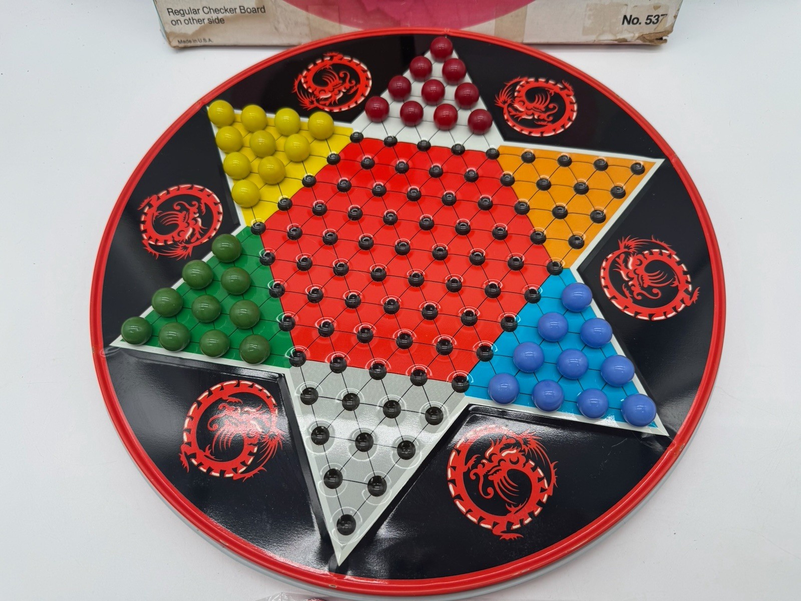 VINTAGE BOXED BOARD GAME CHINESE CHECKERS REGULAR CHECKERS OHIO ART 537 2 IN 1