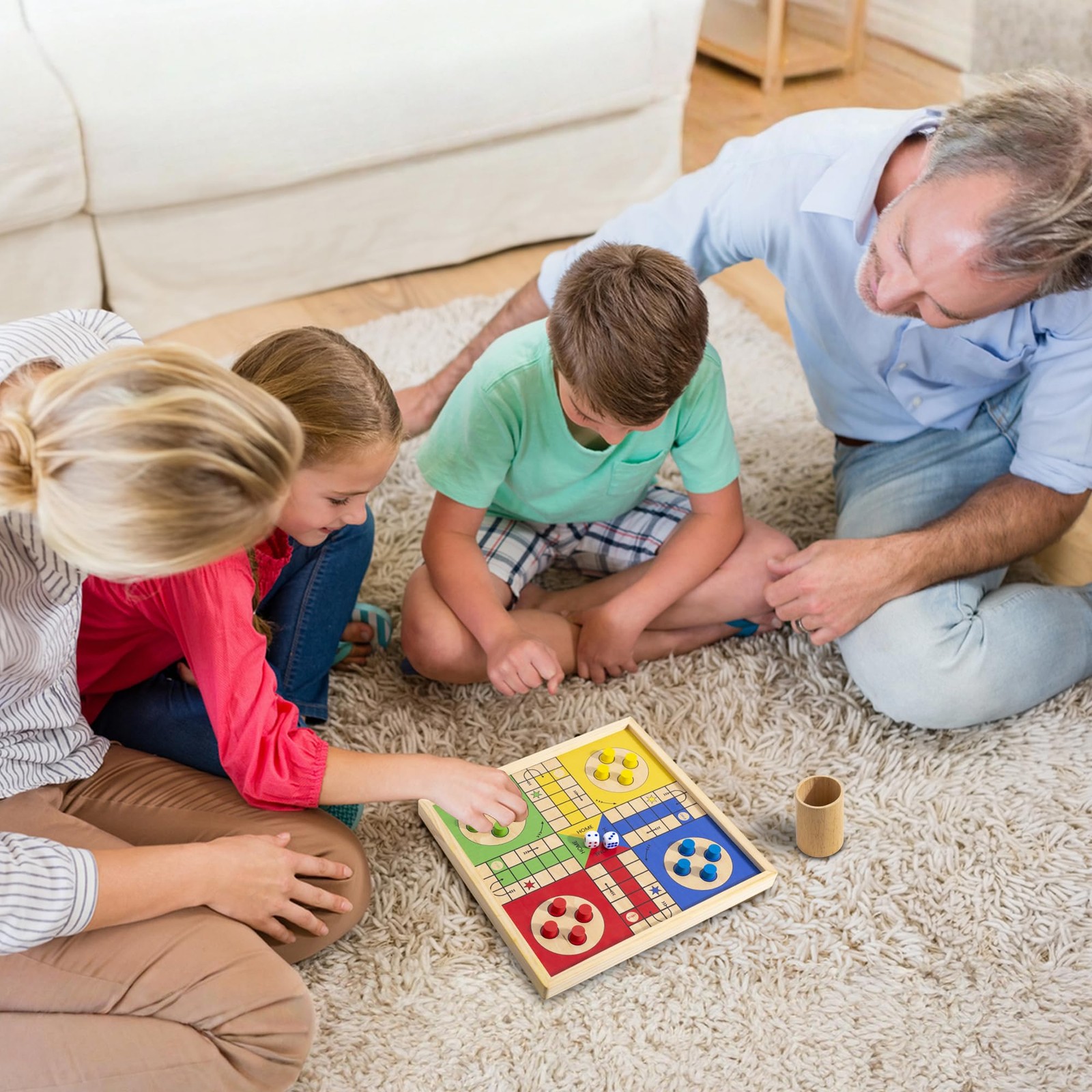 12 Inch Wooden Ludo Board Game & Snakes and Ladders 2-in-1 Reversible Classic…