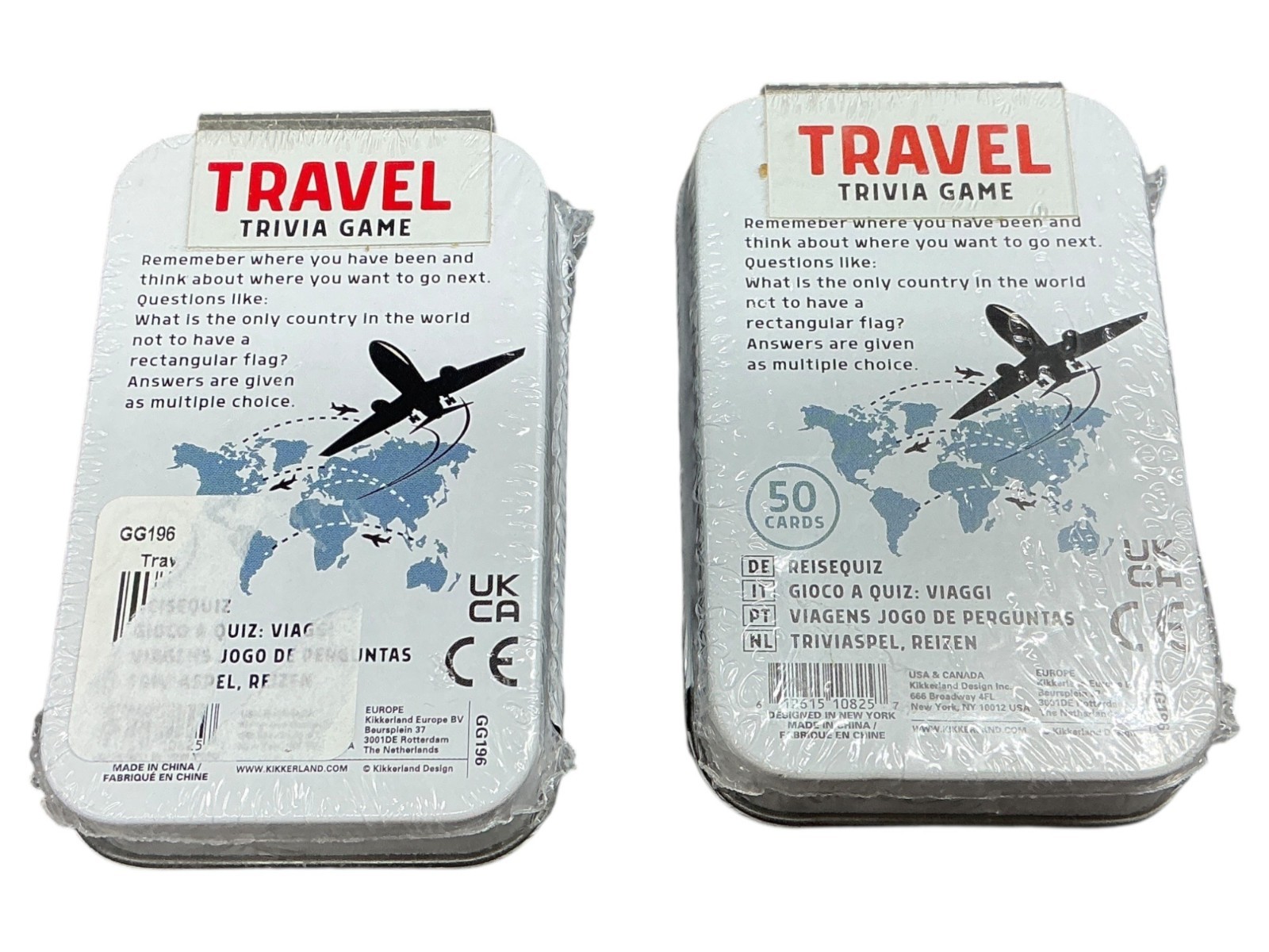 Lot 2x Kikkerland Travel Trivia Game 50 Cards Fun Conversation Starter