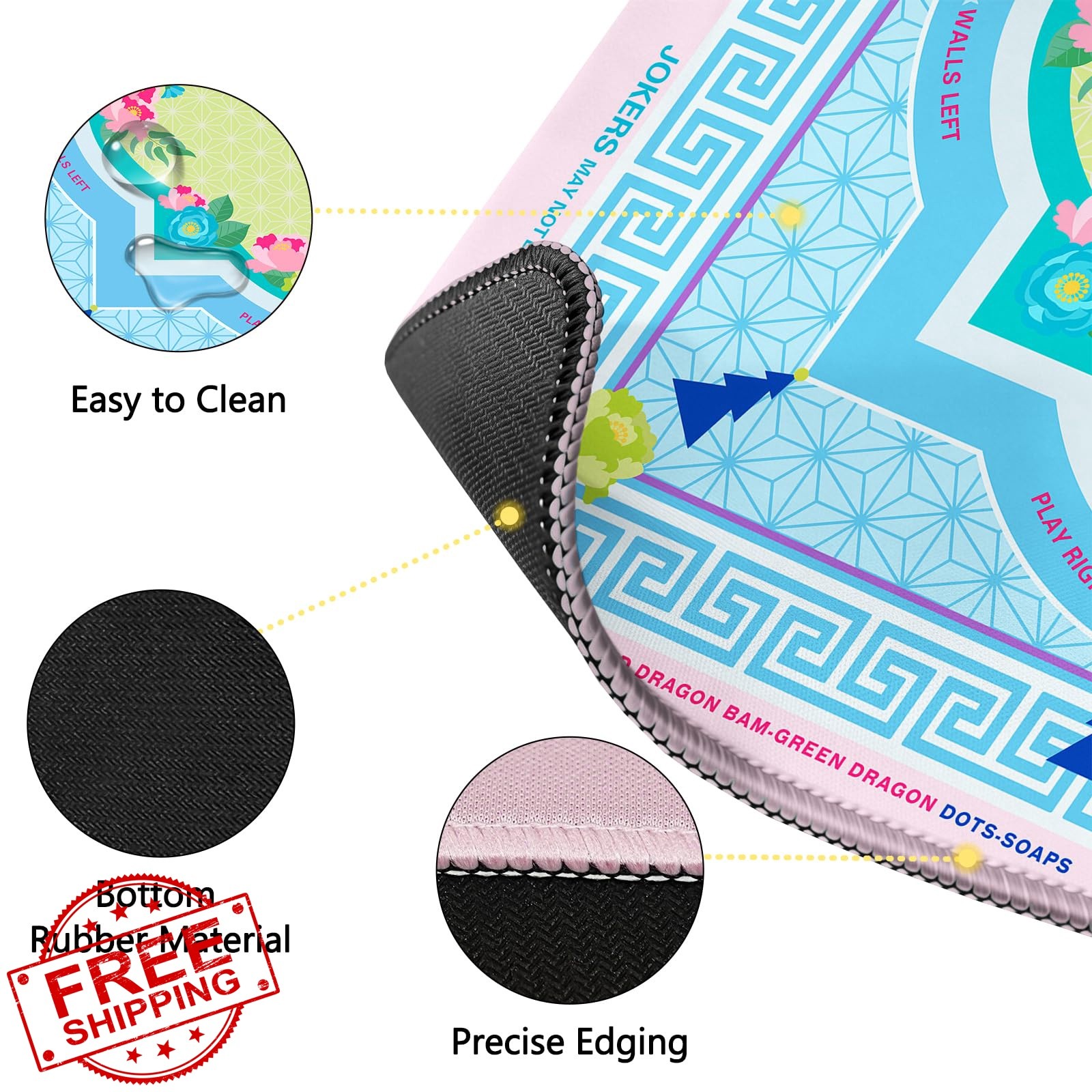 Msdiuvdk Mahjong Mat Light Blue Lotus Bag