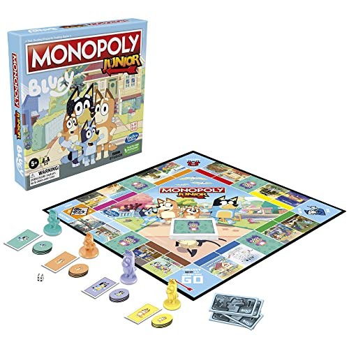 Hasbro Gaming Monopoly Junior Bluey Edition 10.51 x 13.11 x 0.1 inches, Blue