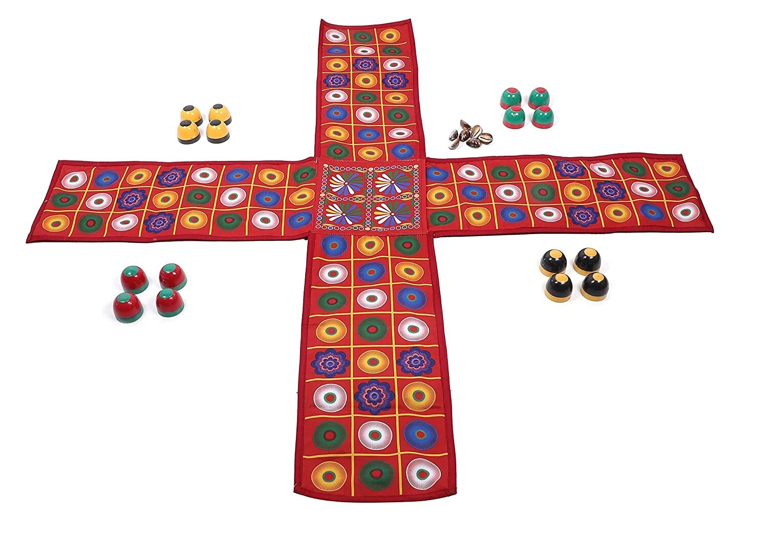 Handmade Chopat Red Pachisi Indian Ludo Chausar Game for 12 months and up