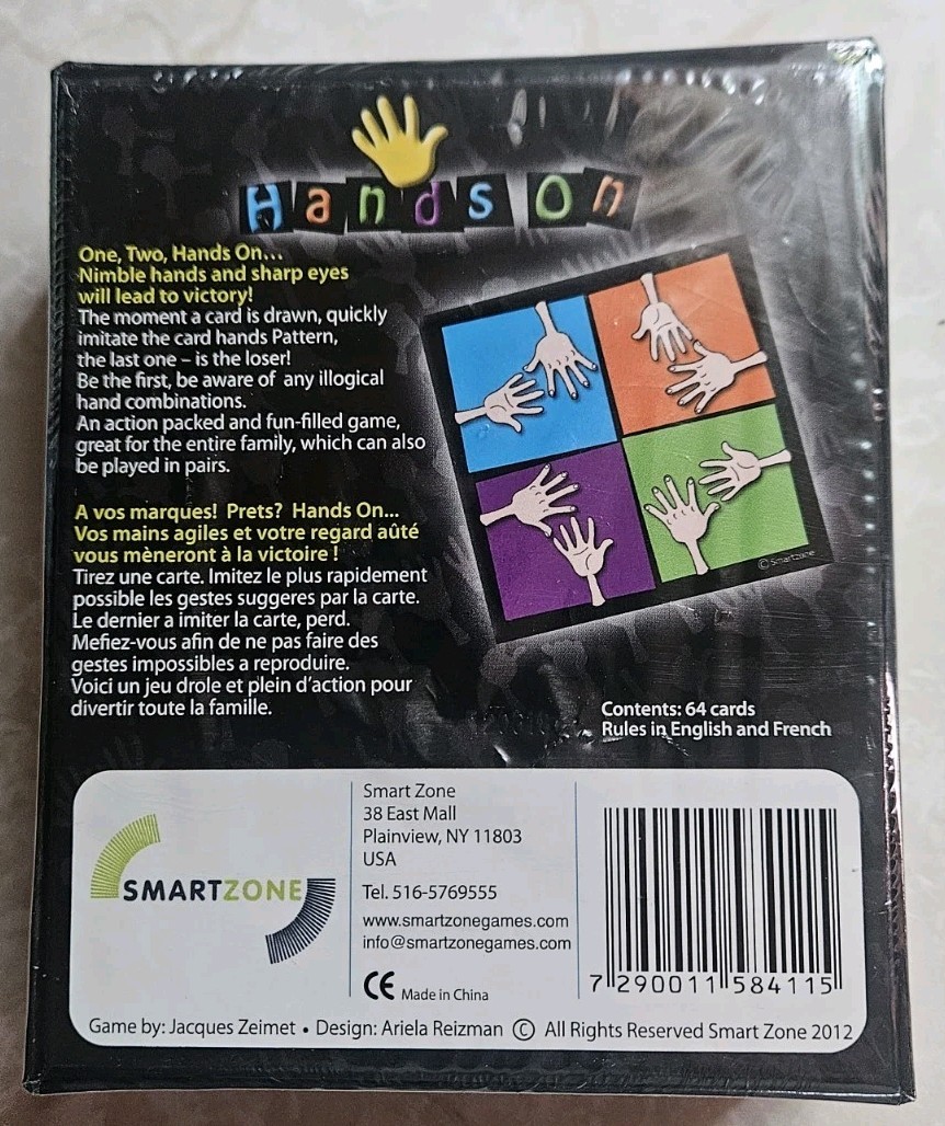 HANDS ON Dexterity Card Game SmartZone Games 2012 New Sealed Game