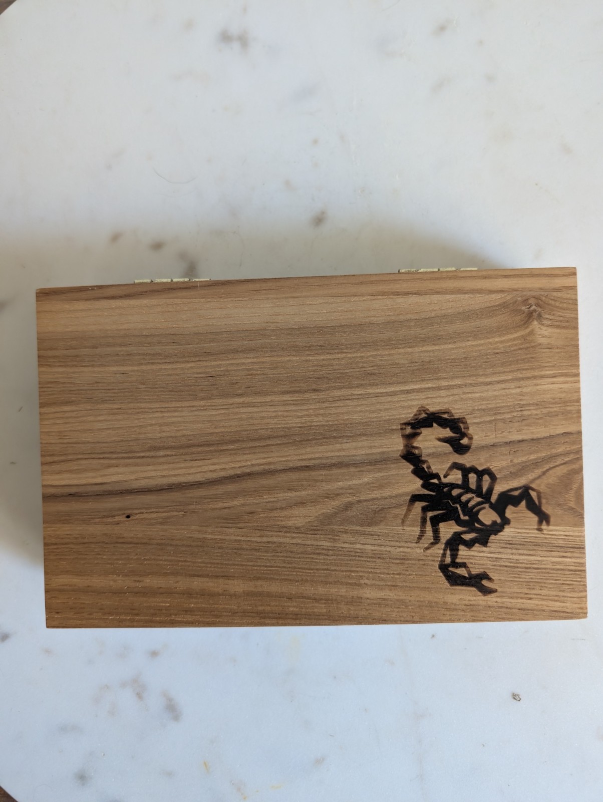 Dominoes Set 28 Tiles in Handmade Wood Storage Box Scorpion Inlay Lid