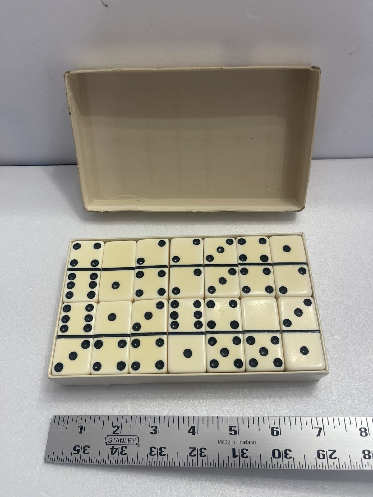Vintage Puremco No. 716 Marblelike Extra Thick Dominoes Black & White * Free S/H