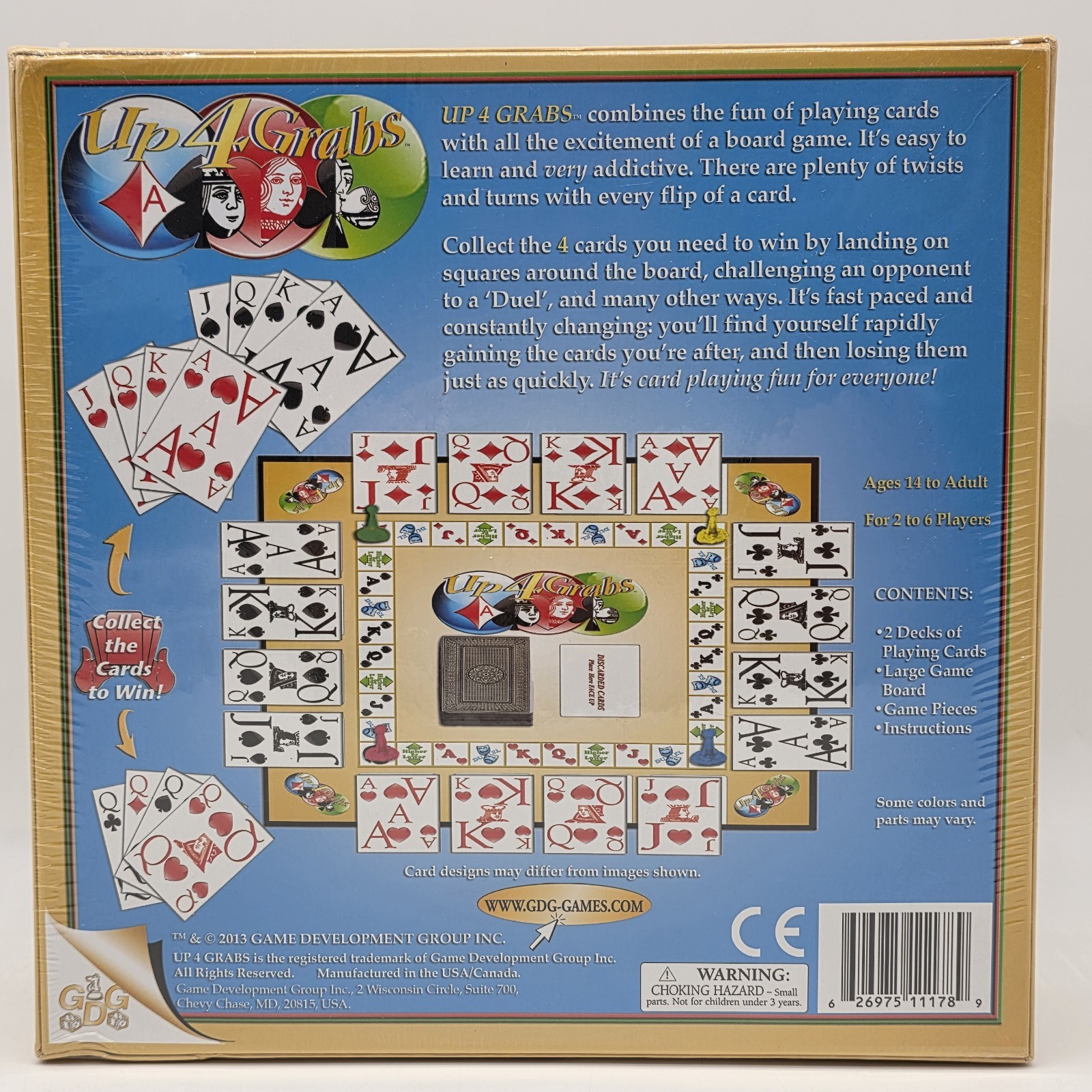 Up 4 Grabs Board Game GDG Games 2013 Card And Board Game Ages 14+ Sealed