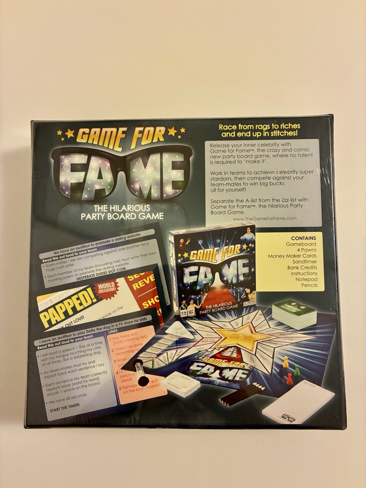 Game for Fame Team Play Celebrity Party Board Game 4-16 Players Ages 13+
