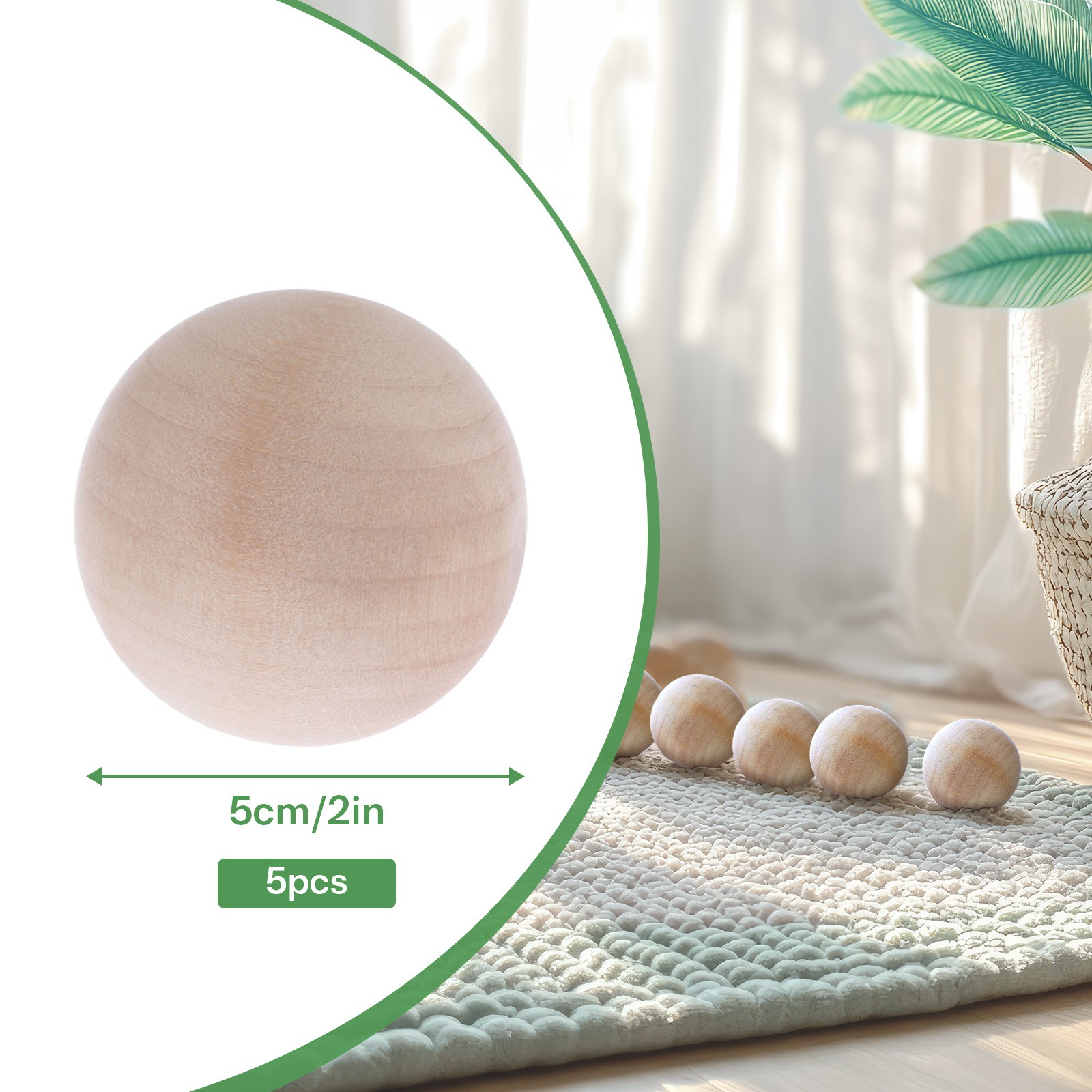 5x Hardwood Balls Solid Natural Beech Wood Balls Making