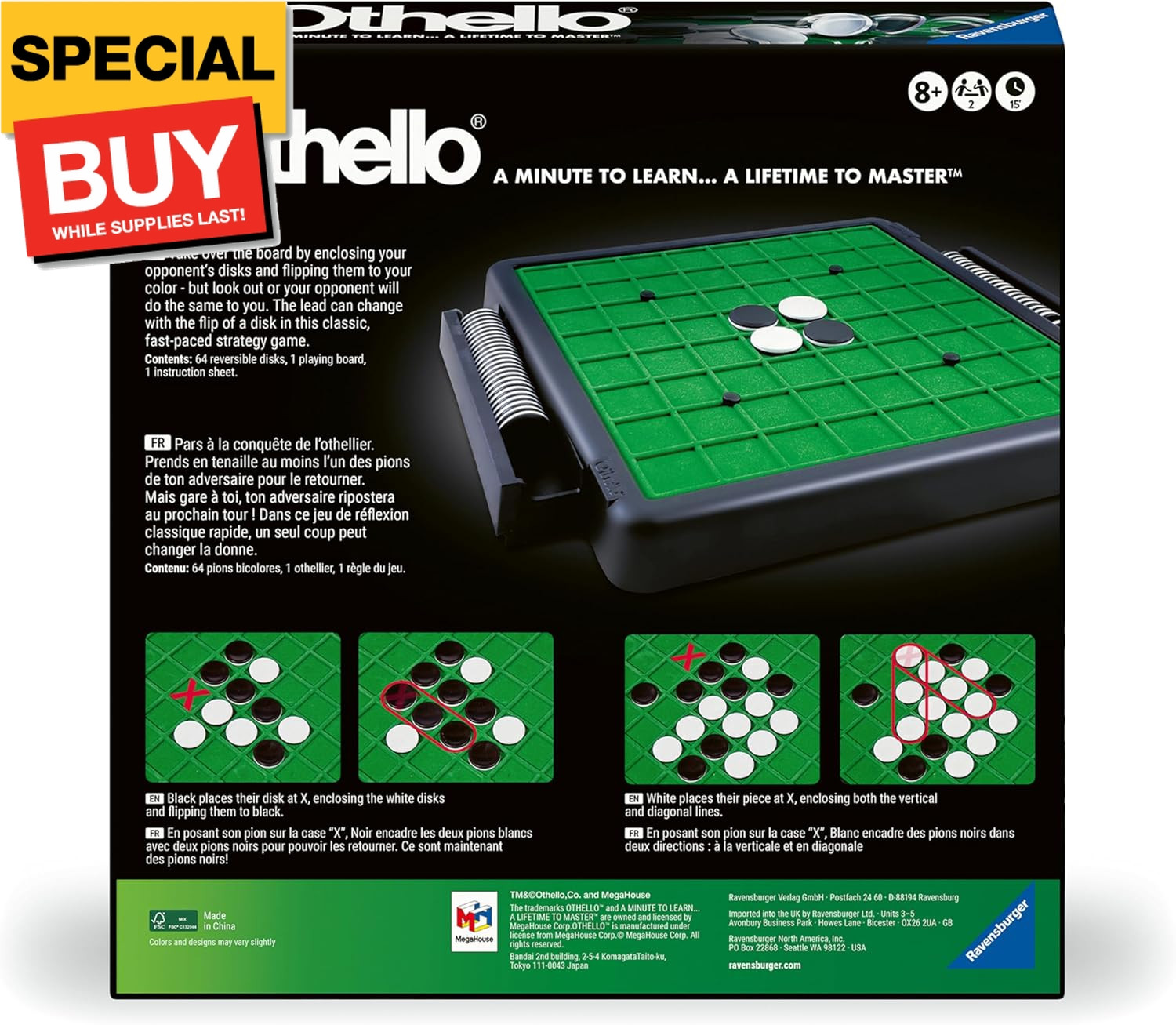 Othello® Classic Family and 2-Player Game for Ages 8 and Up