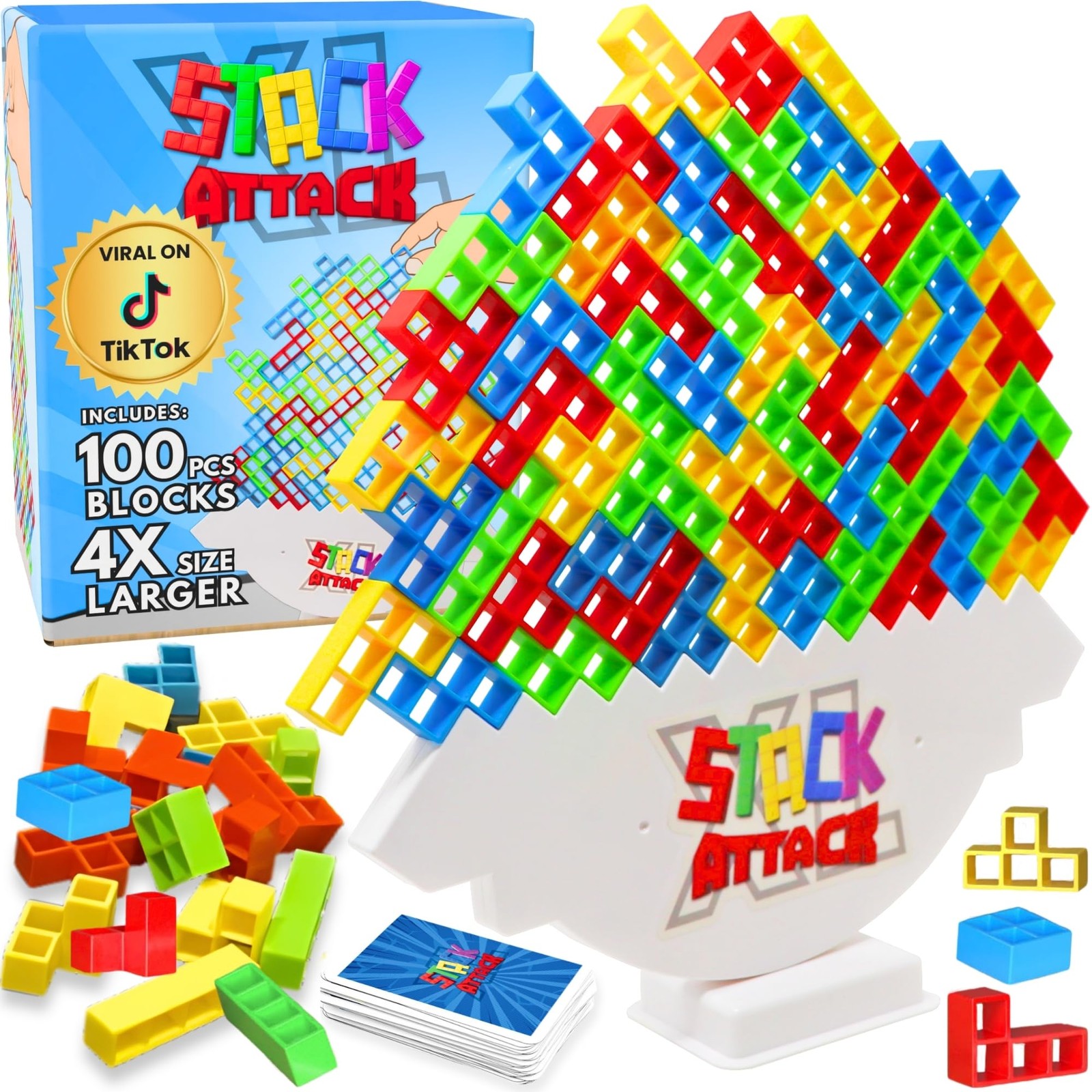 Stack Attack XL Tower Game, Giant Tabletop Games for Kids & Adults, Family Ga…