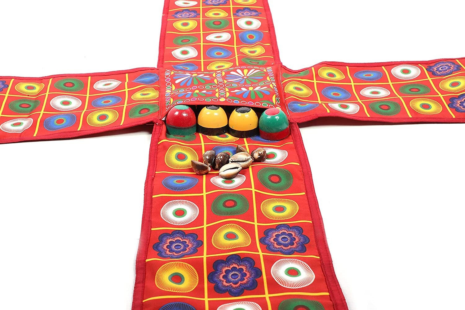 Handmade Chopat Red Pachisi Indian Ludo Chausar Game for 12 months and up