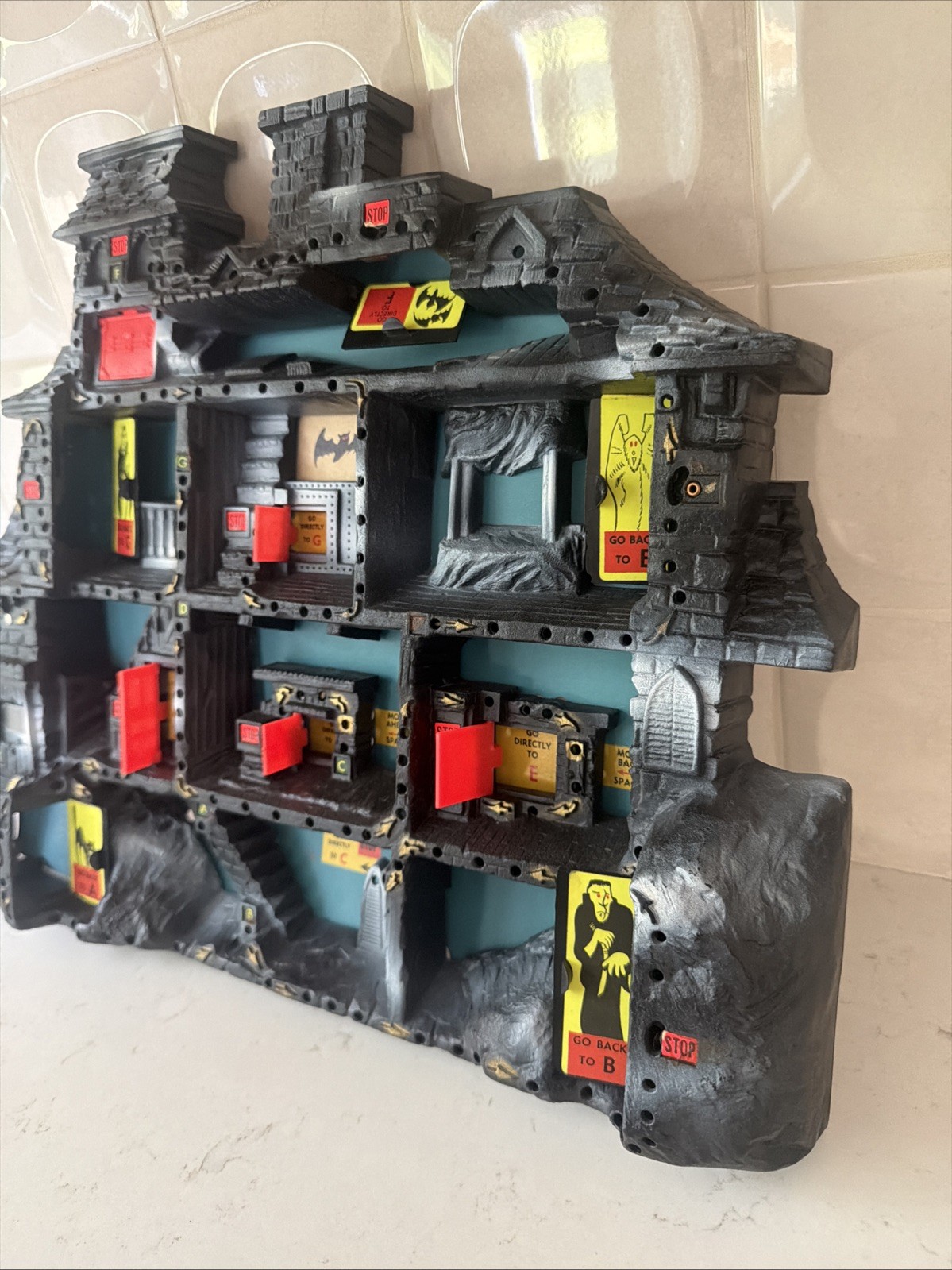 1962 Haunted House Game by IDEAL Toy Company W/ Stand & Jewel Vintage Halloween