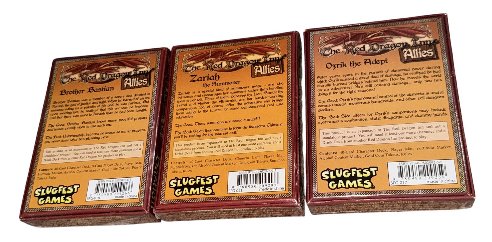 Red Dragon Inn ALLIES Expansion Lot SLUGFEST GAMES Ozrik-Zariah-Brother Bastian
