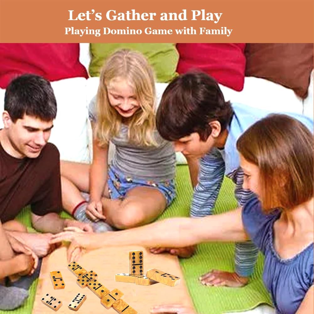 Dominos Set for Adults, Thick Domino, Double 6 Dominoes Set for Adults and Kids,