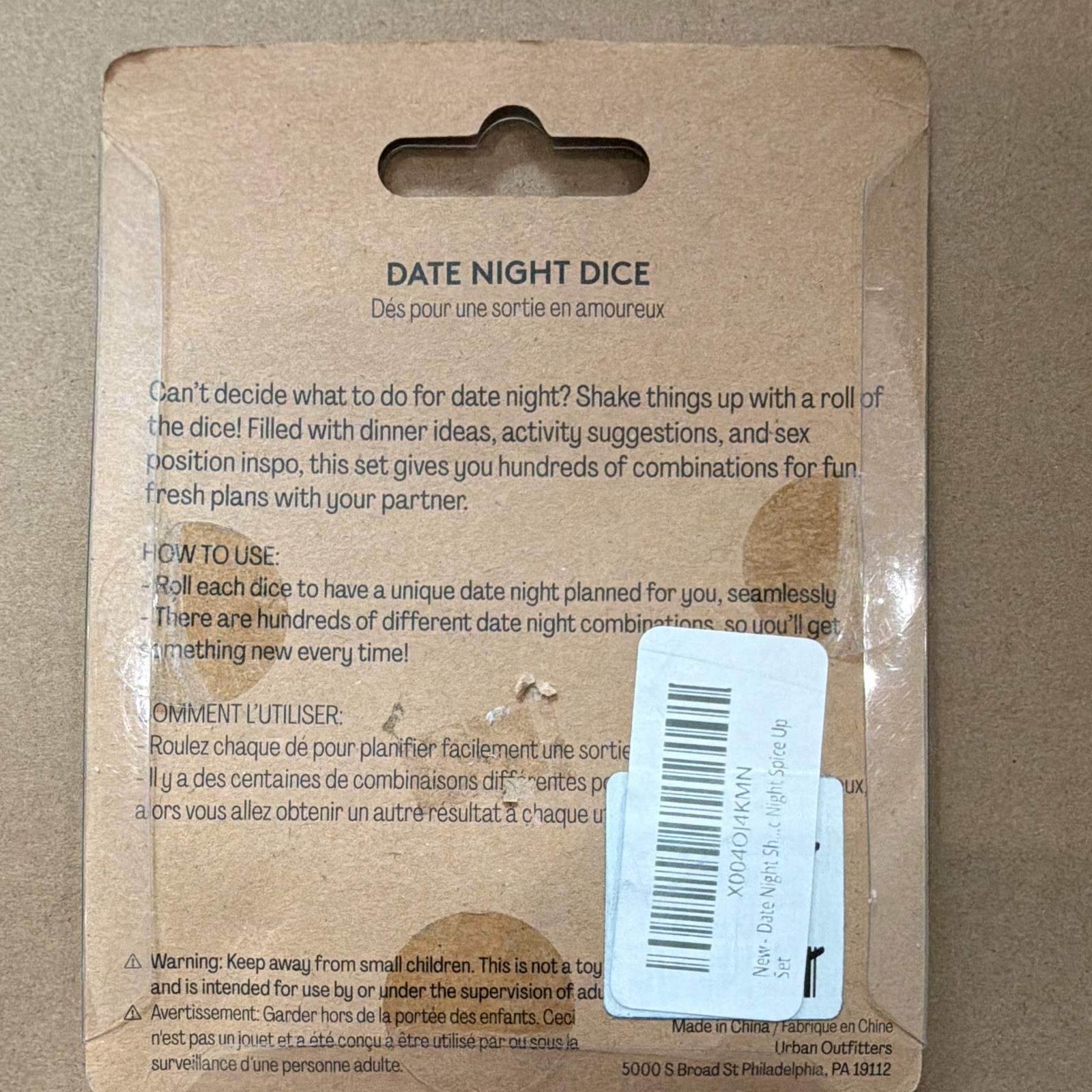 Urban Outfitters Date Night Dice Game Set, 2 Players, Ages 17+ Adult